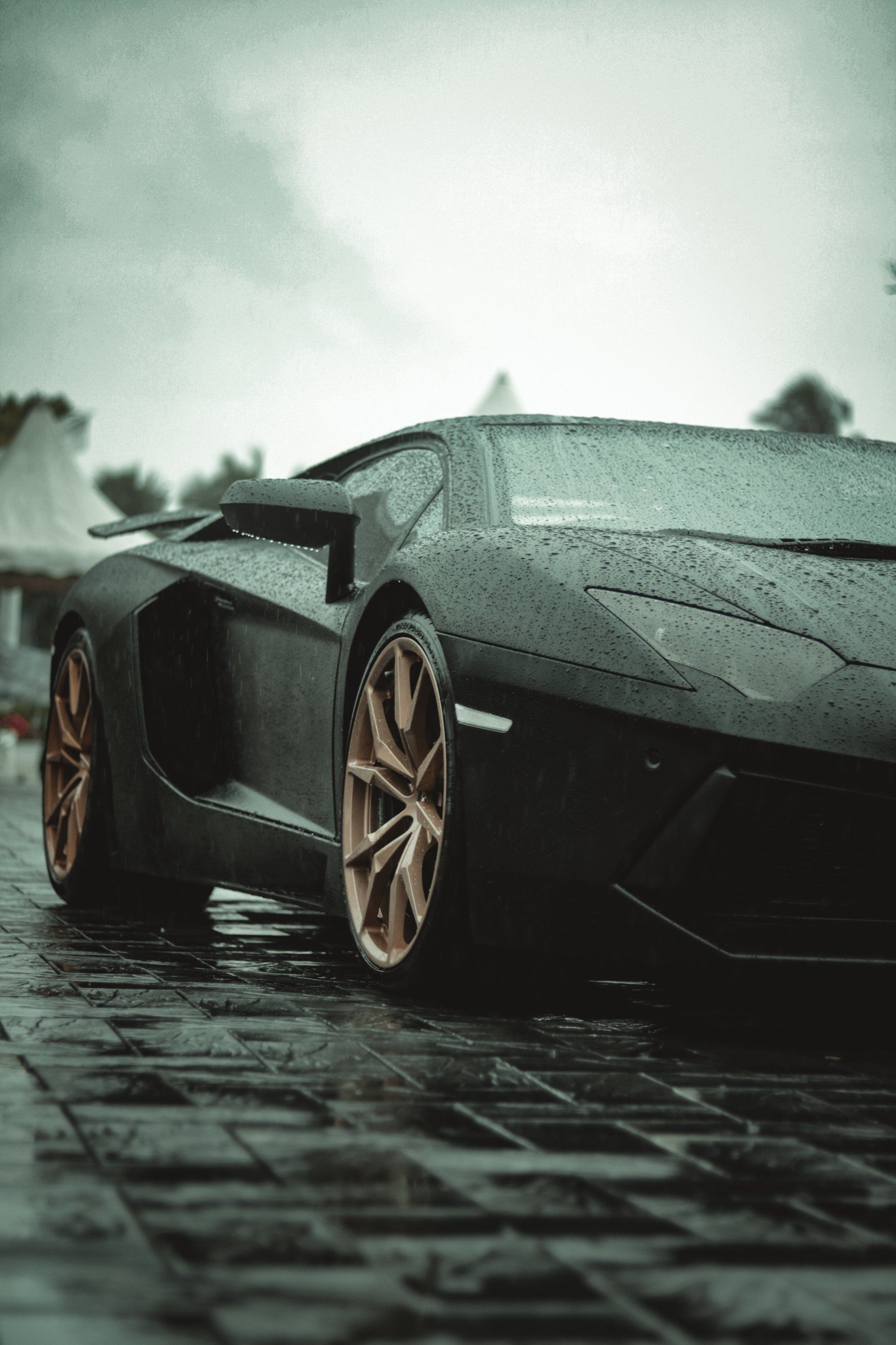 Hydrophobic properties of ceramic coating on a Lamborghini provided by Koechle Company LLC.
