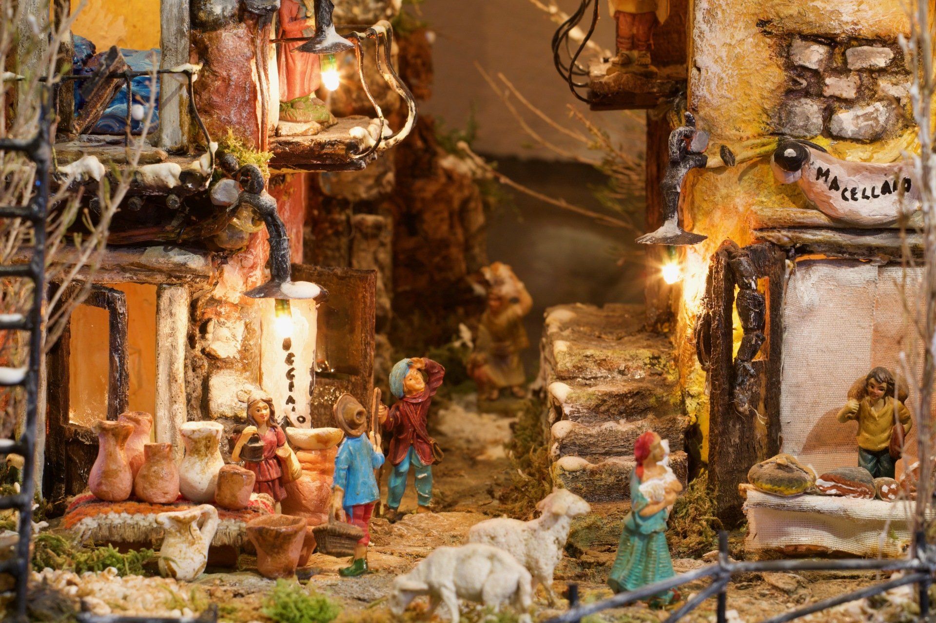 un presepe con figurine