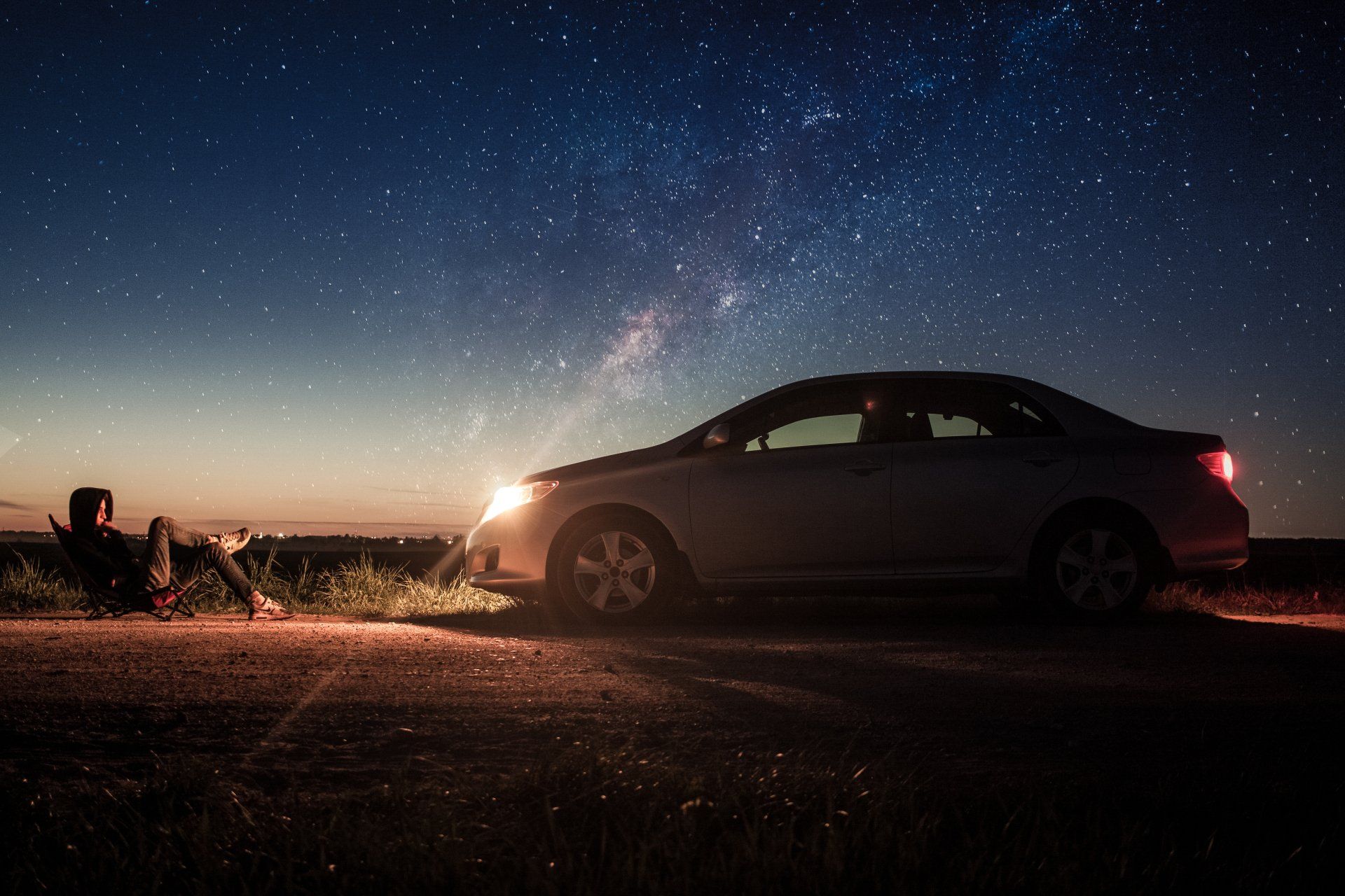 a car covered by auto insurance during the night