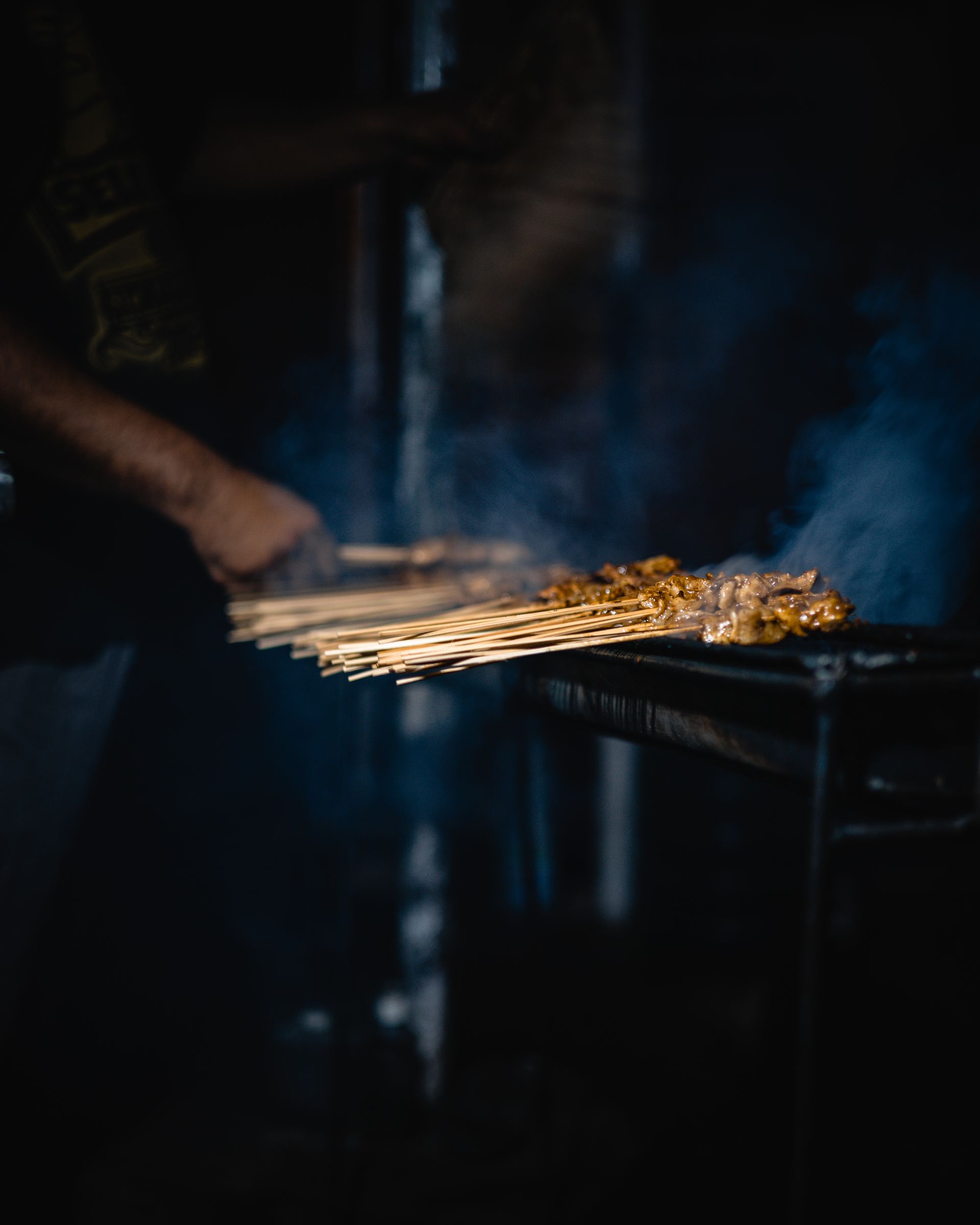 saté babi van de BBQ