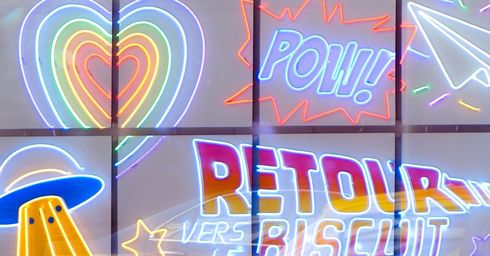 Neon signs: rainbow heart, 