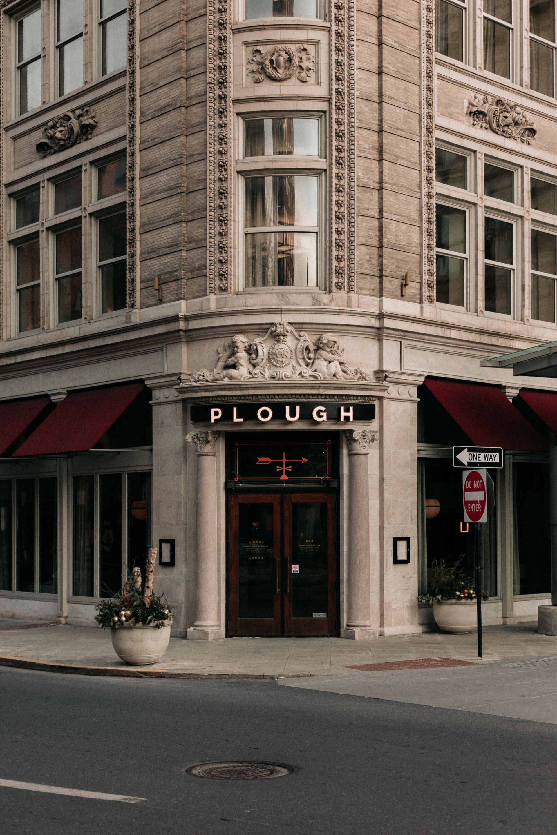 Corner entrance to