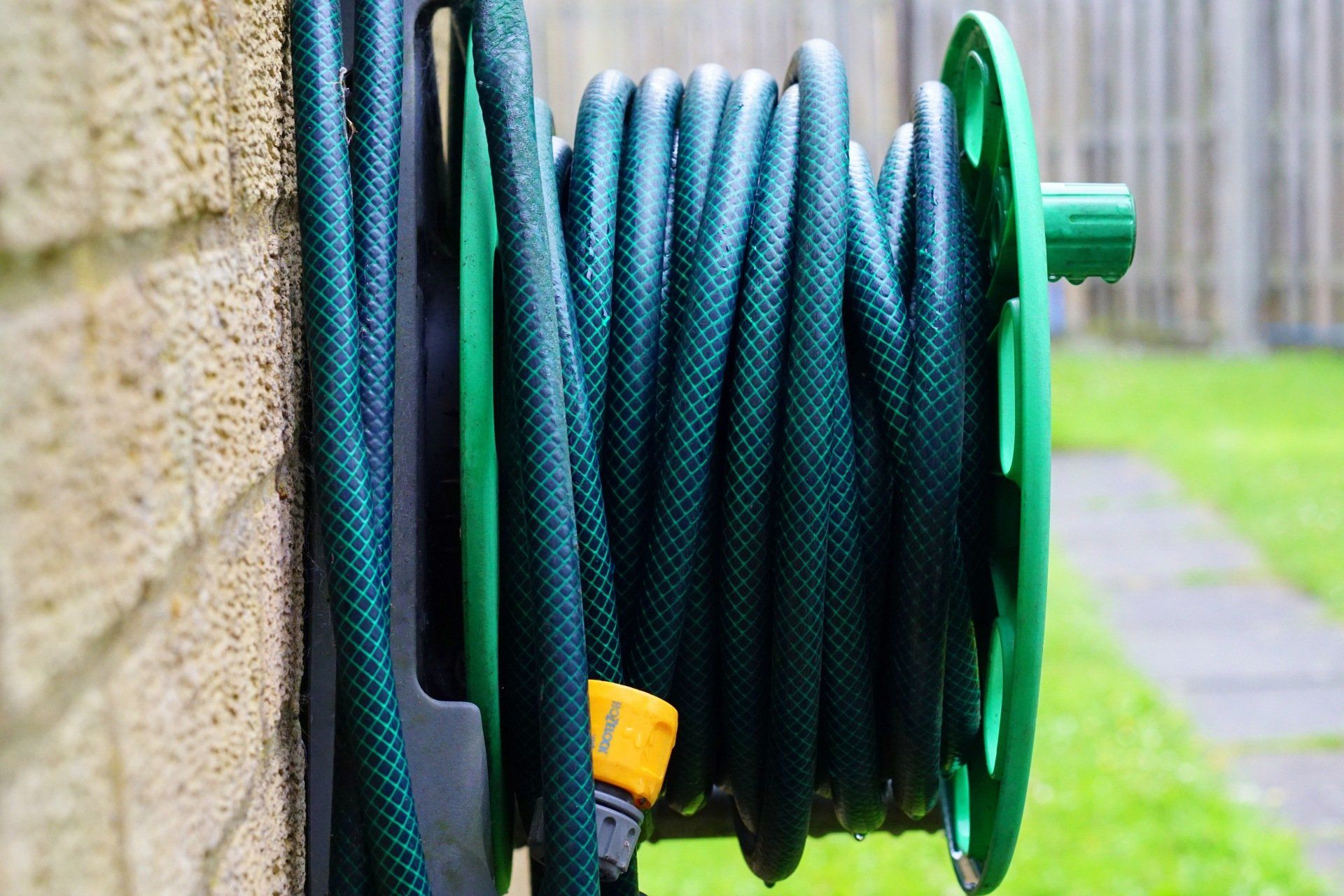 coiled up garden hose