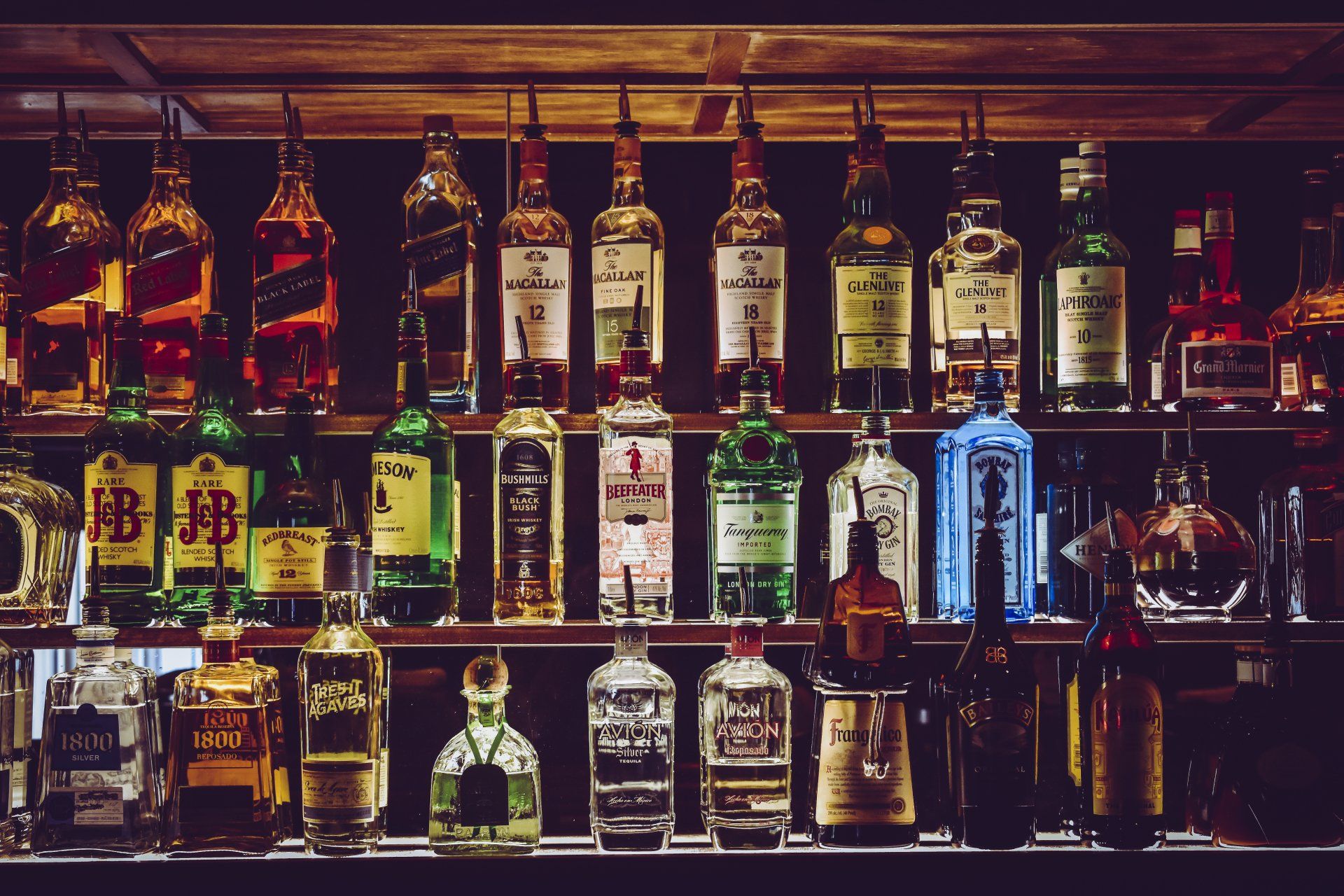 Alcohol Bottles on Shelf