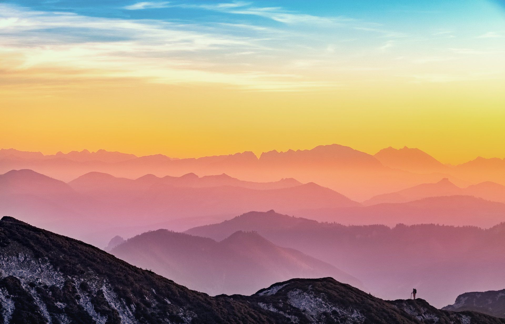 colourful clouds and mountains