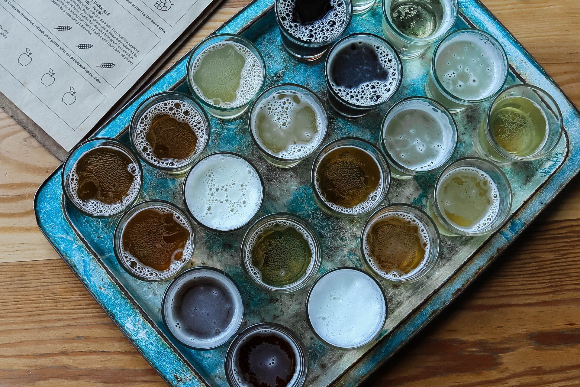 A tray with a bunch of different colored circles on it