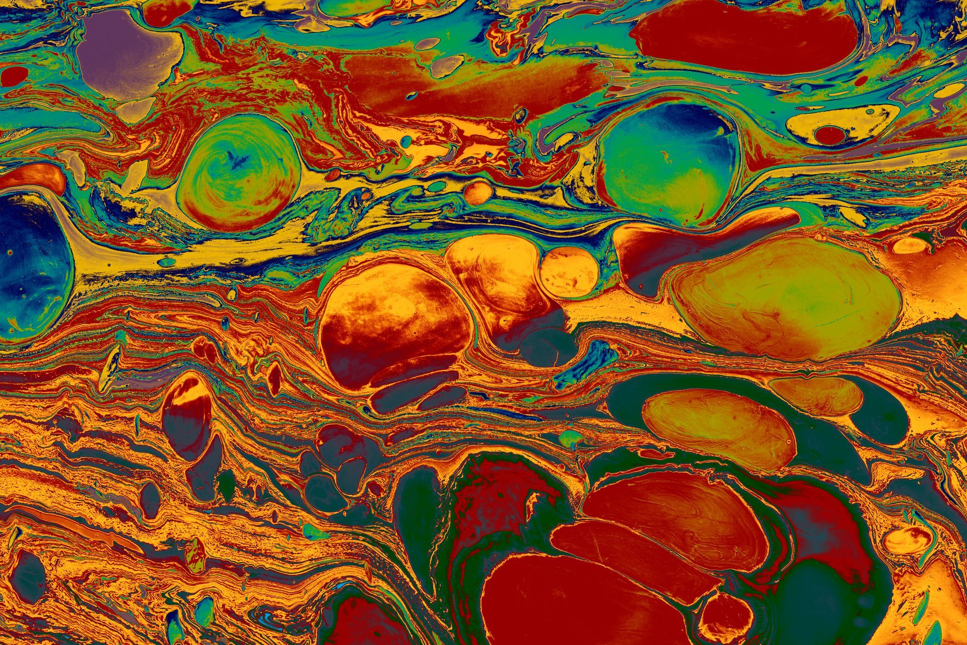 A close up of a colorful painting with a lot of different colors.