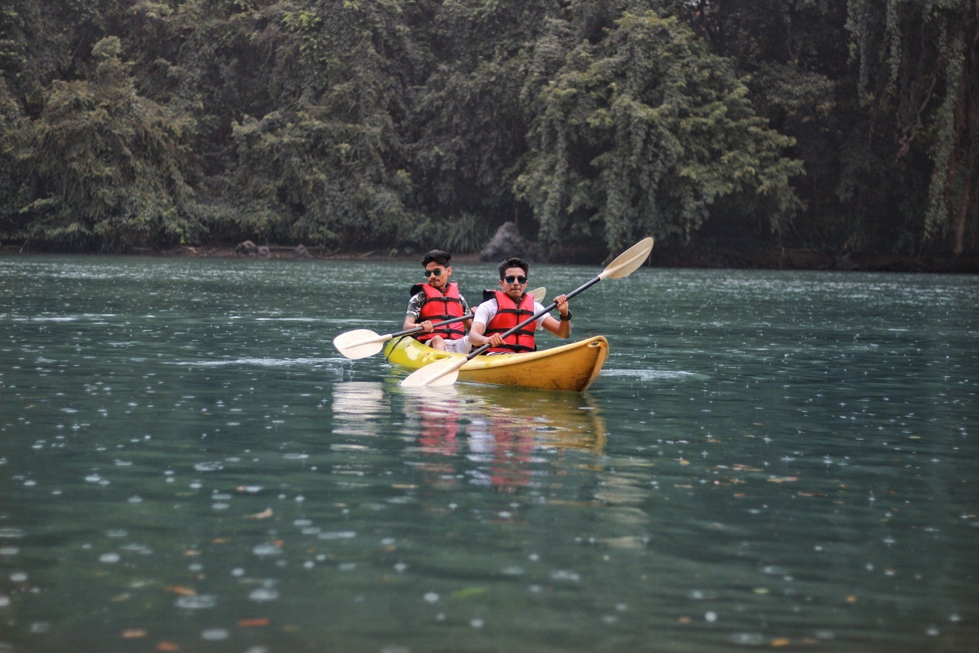 men kayaking
