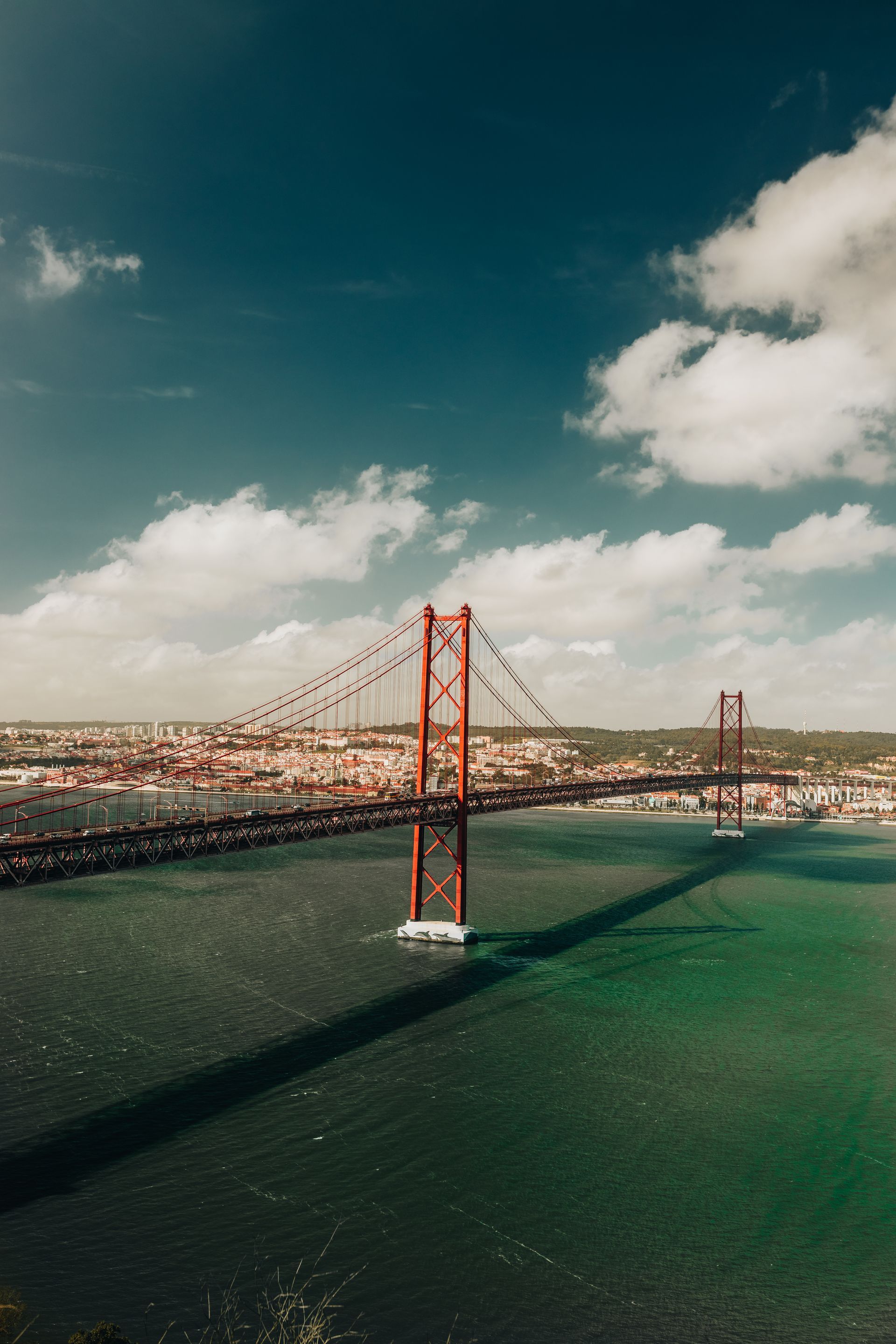 25 April Bridge, a suspension bridge in Lisbon, Portugal.