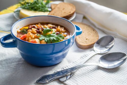 Warm, nourishing soup prepared for postpartum recovery and healing