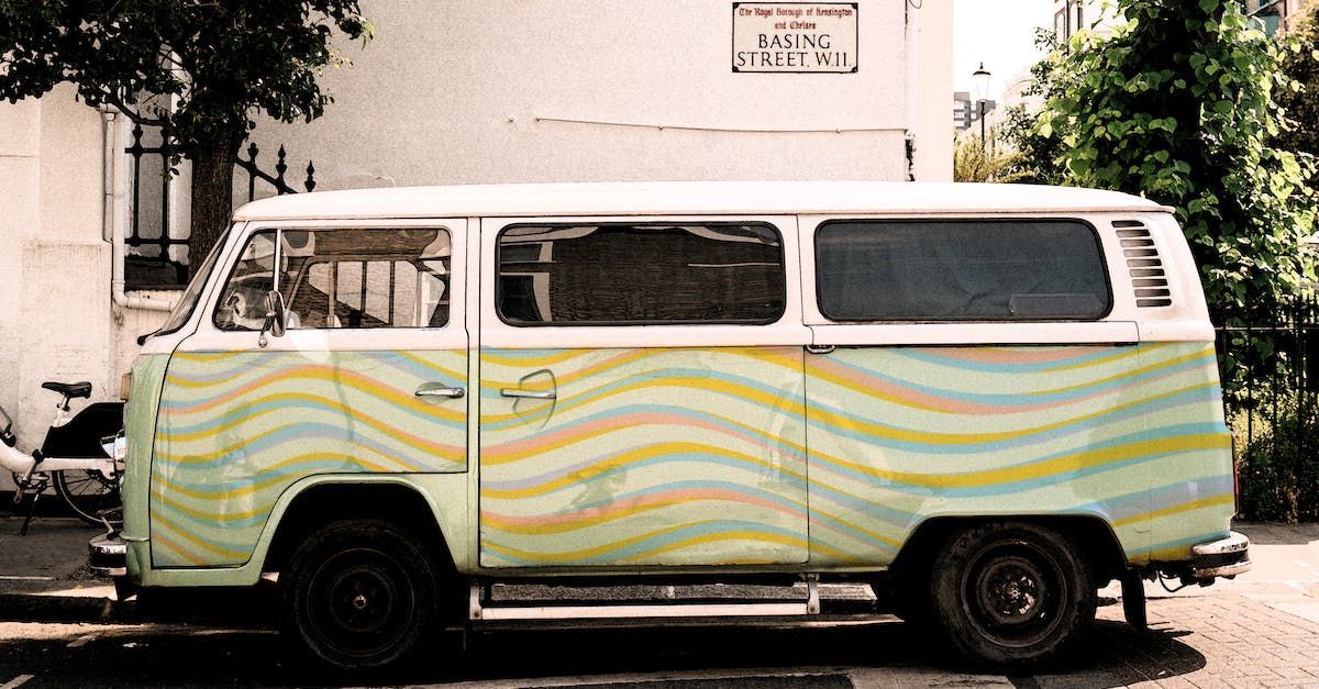 Classic hippy Volkswagen van with bright coloured paint job