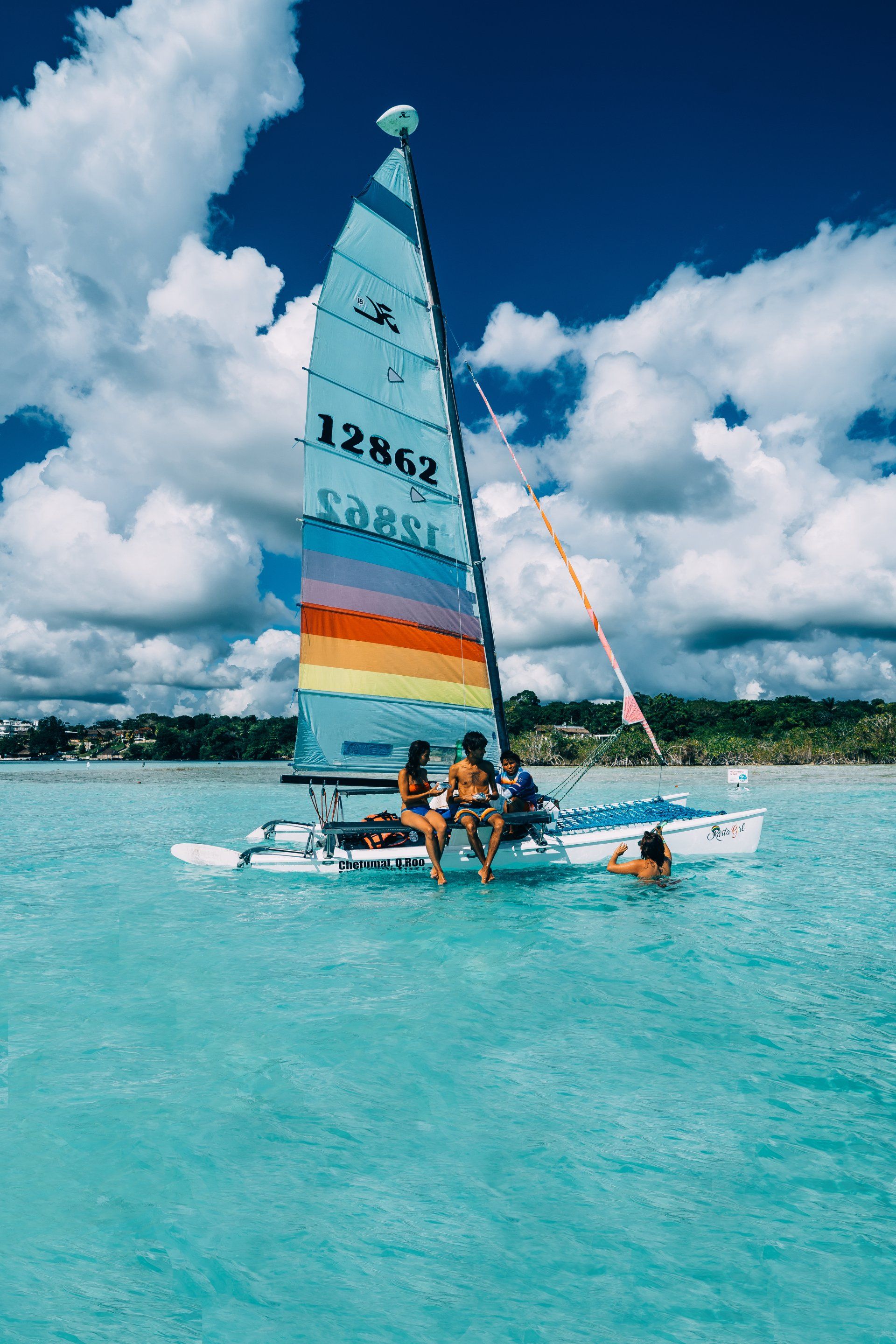 Sailboat with people