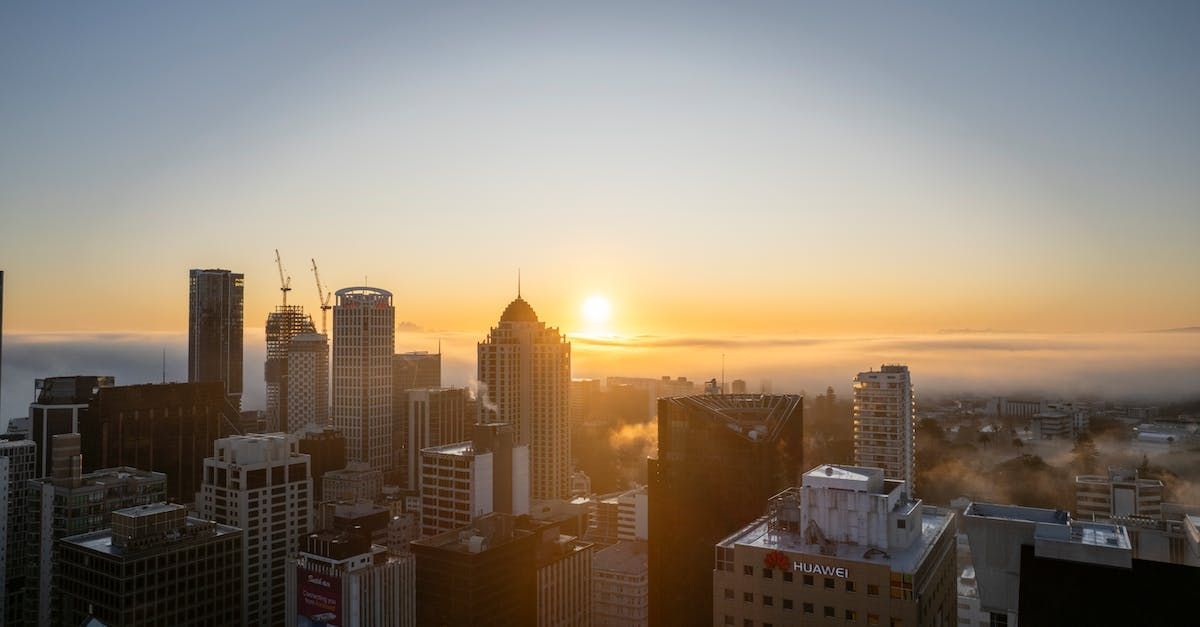 Aerial view of a sunrise in New Zealand.