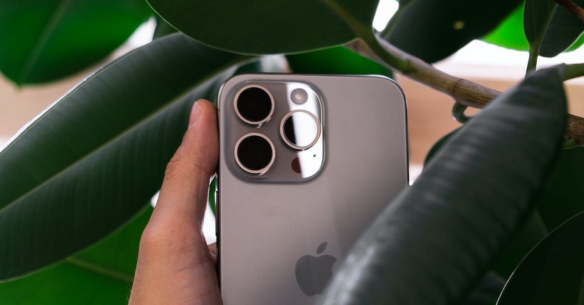 a person is holding an iphone in front of a plant