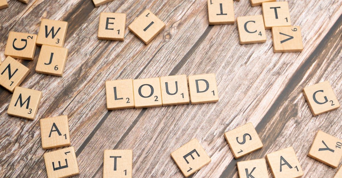 The word loud is written in scrabble tiles on a wooden table.