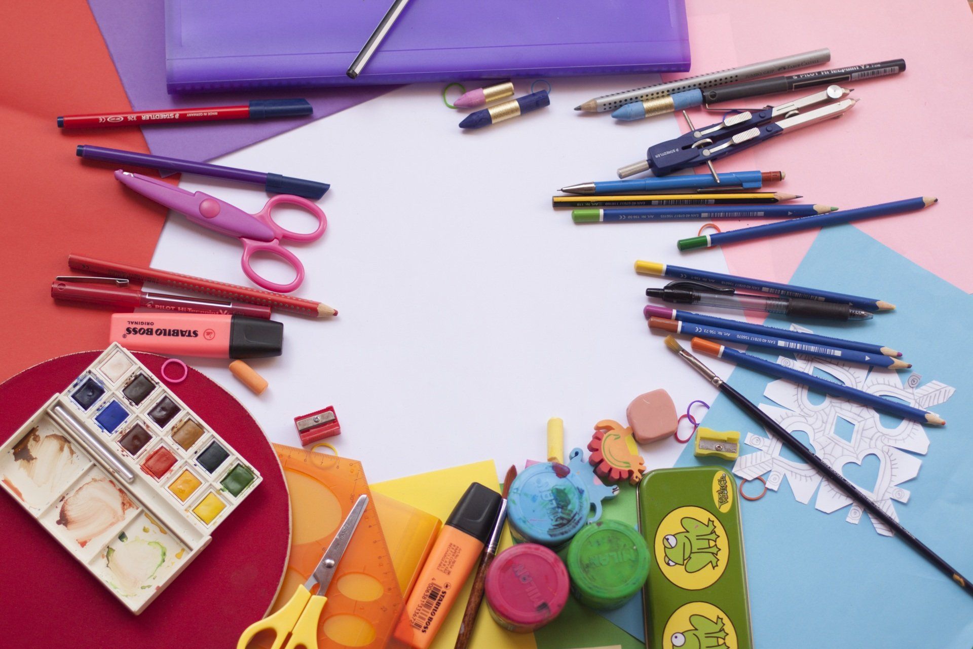 Colorful school supplies