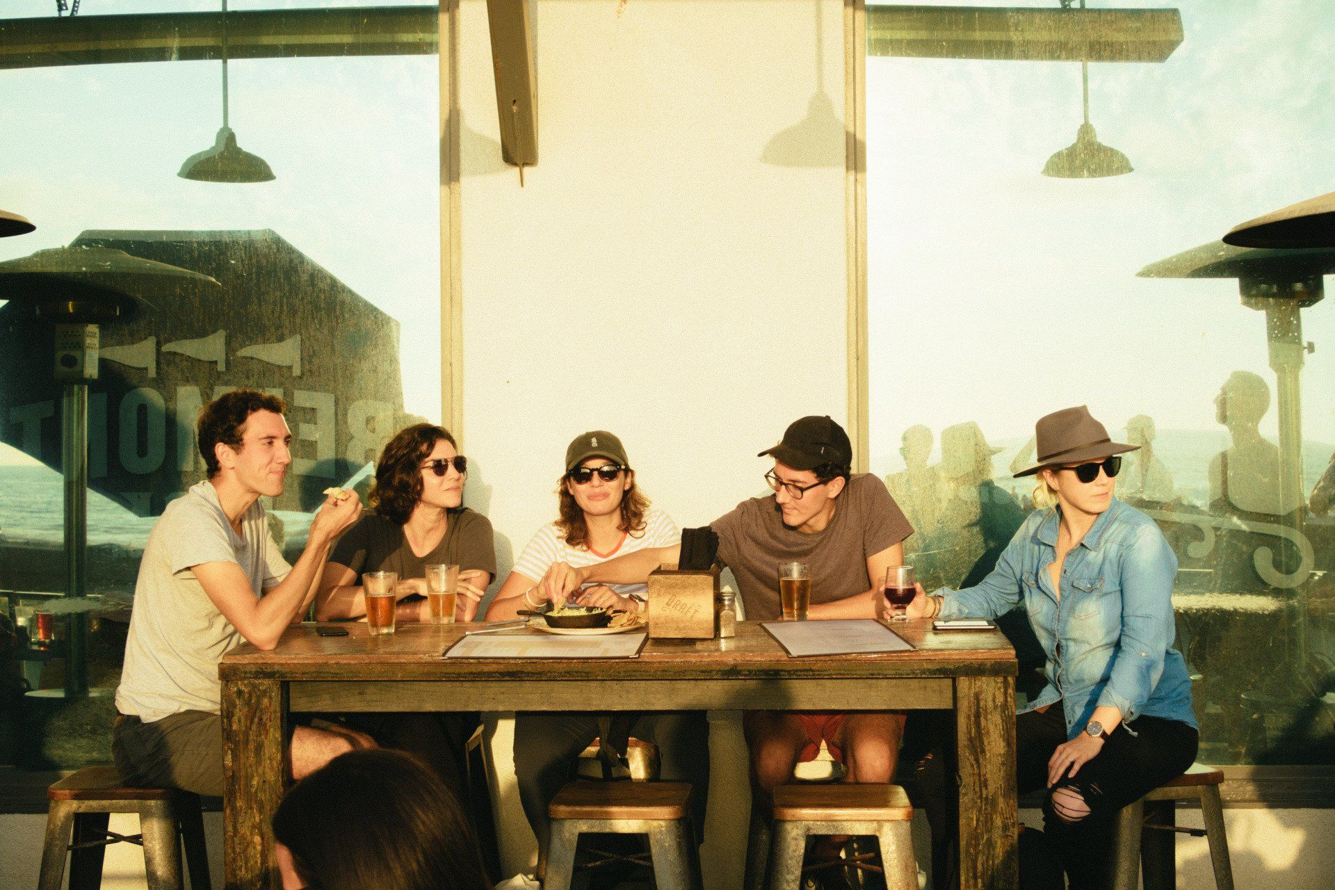 friends eating at restaurant