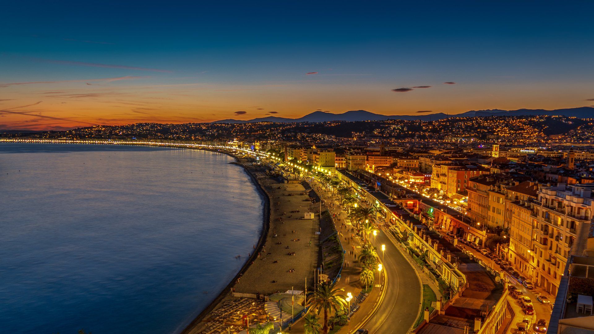 View of Nice coast (French Riviera) from the plane