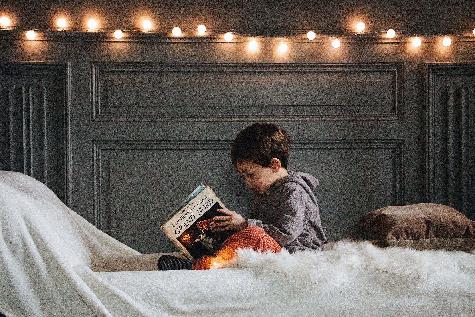 A boy reading a book