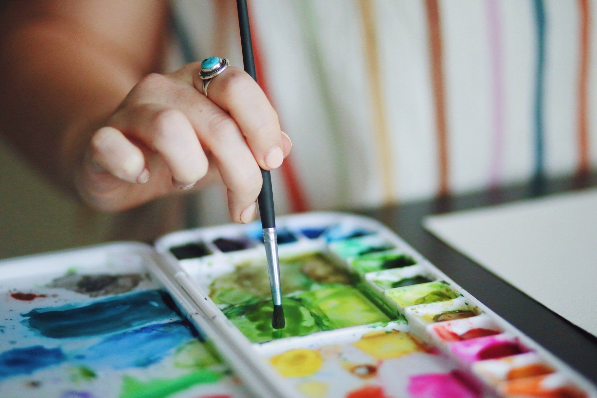 watercolor paintbrush palette