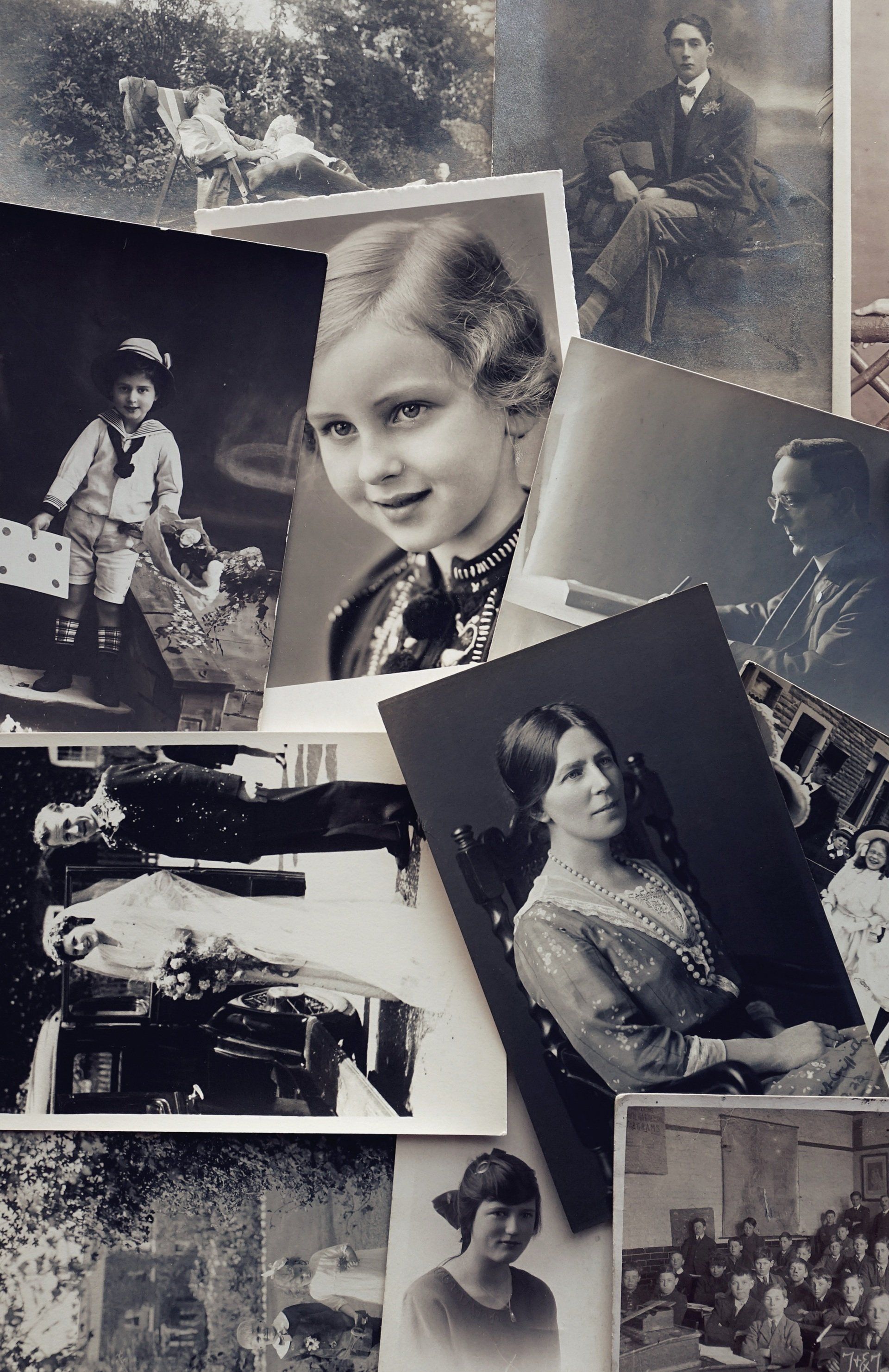 A collage of old black and white photos of people