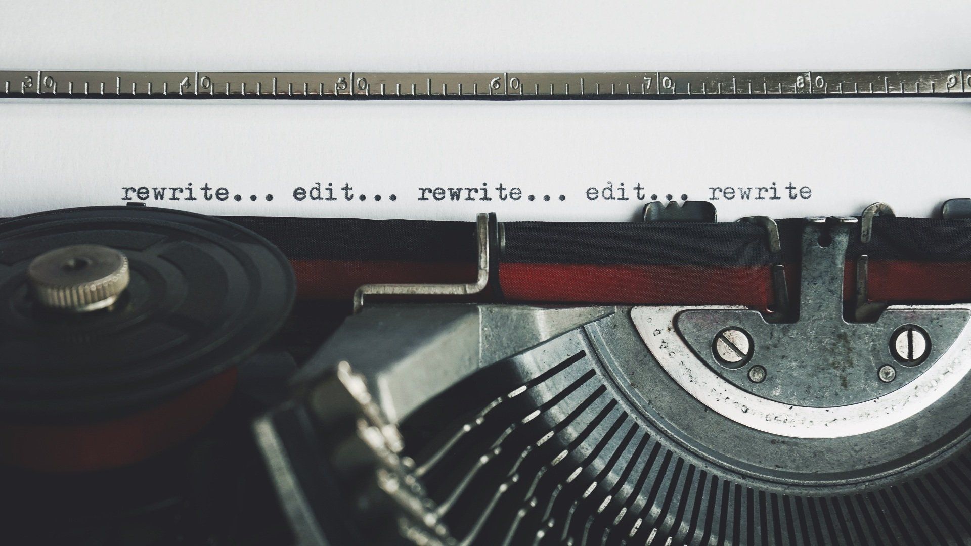 a typewriter with words on the page