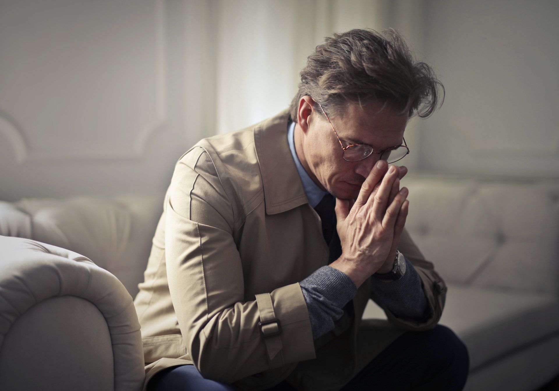 A man in anguish