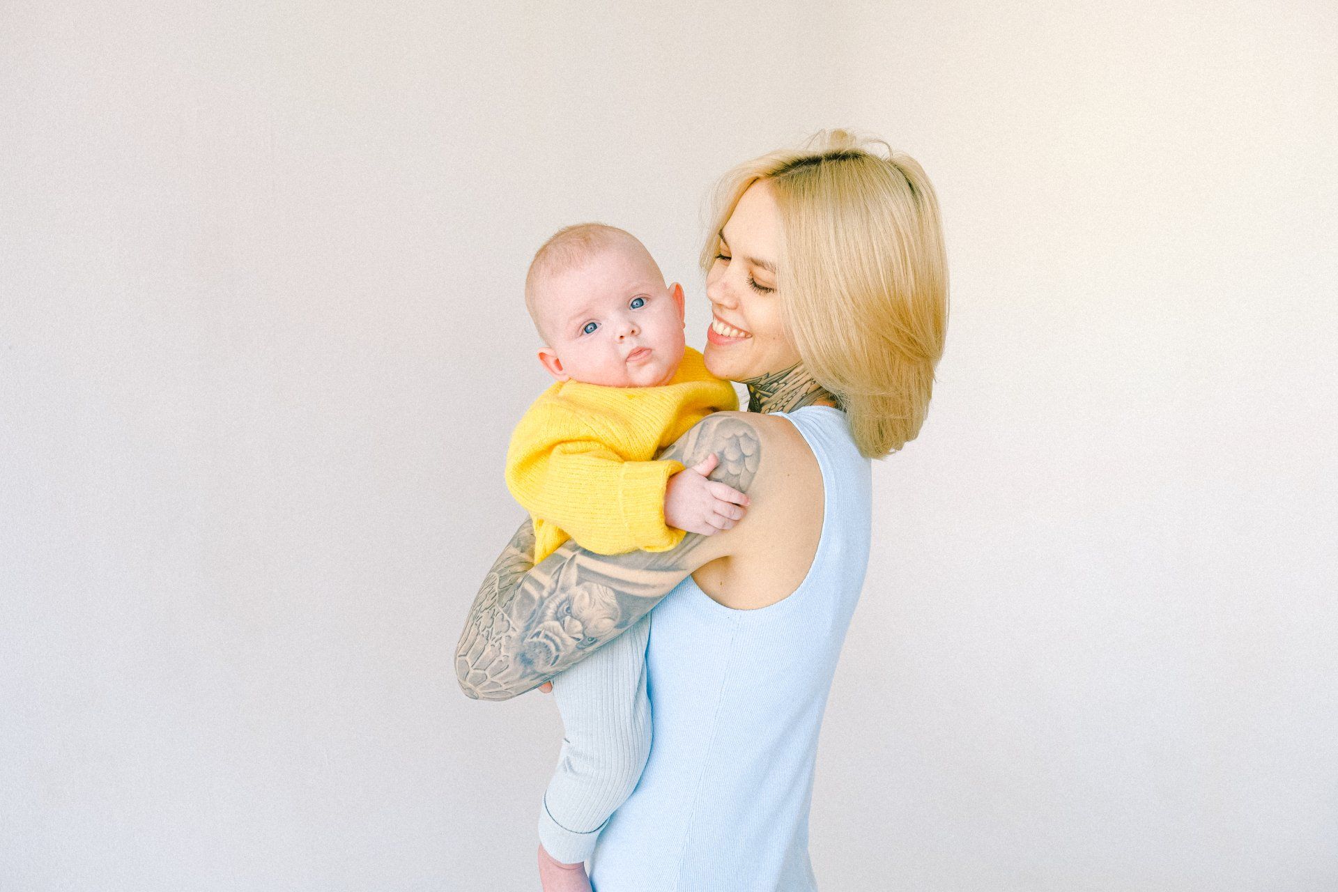 Mom holding baby