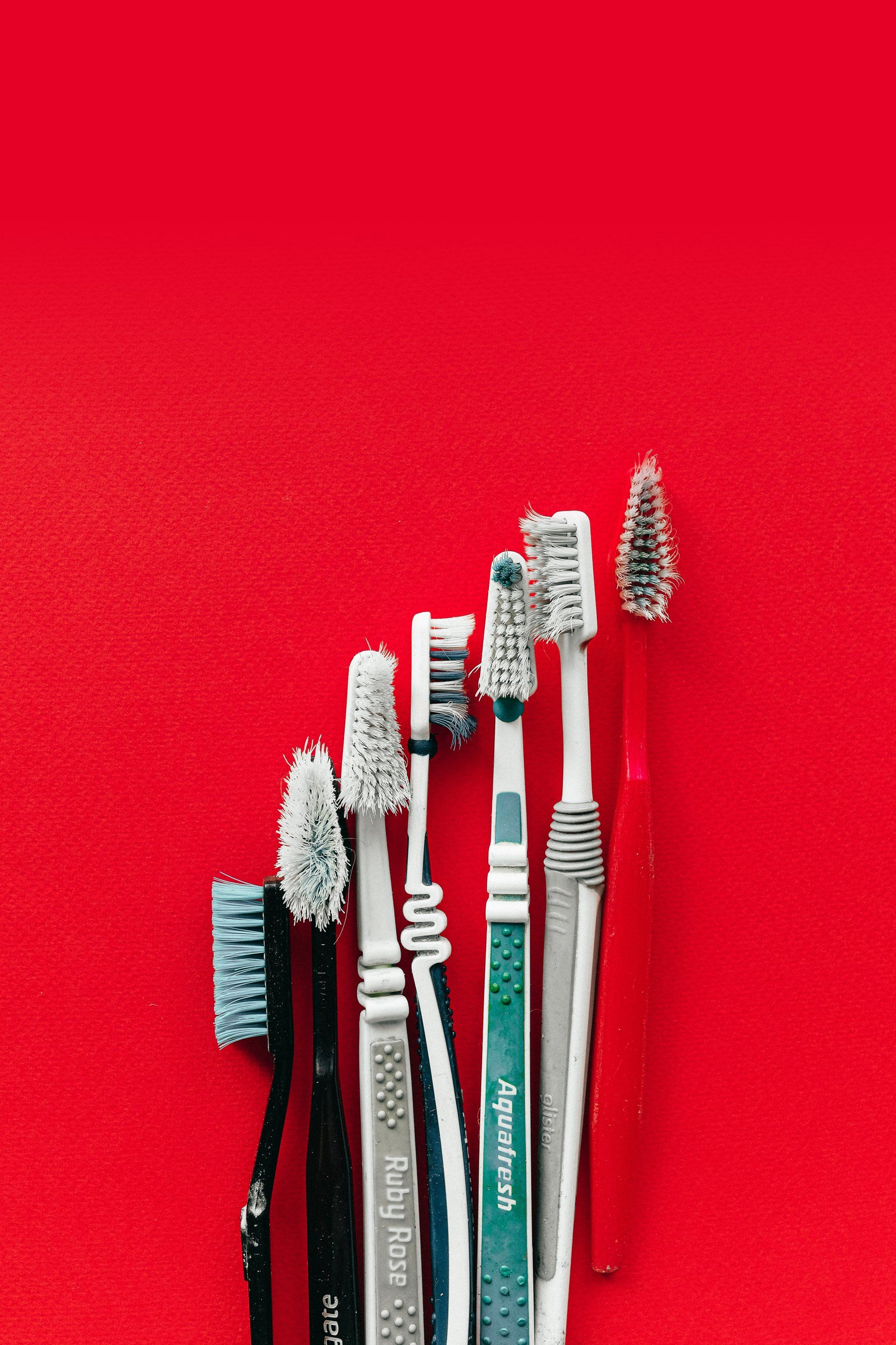 set of old toothbrushes