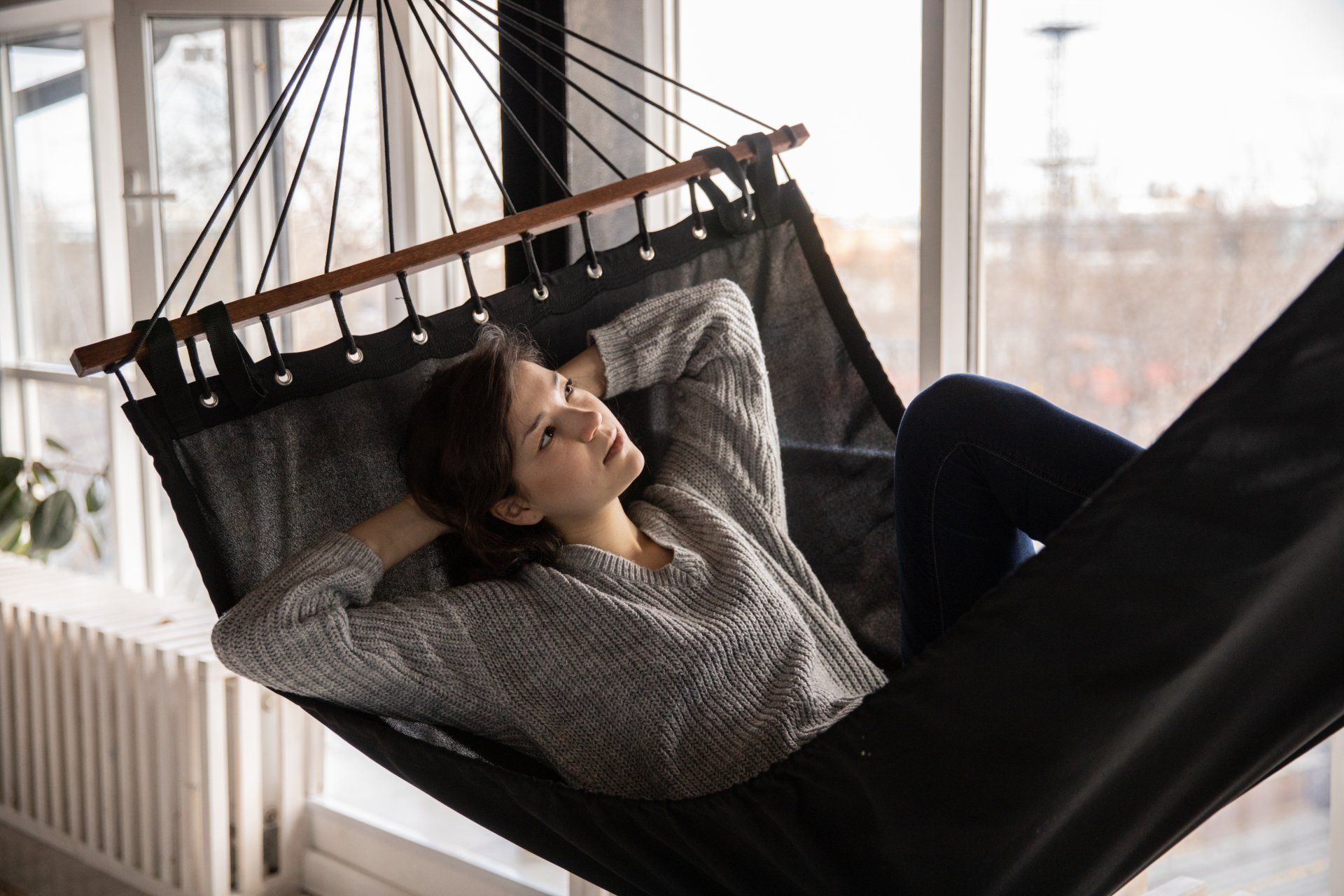 Girl Dreaming On A Swing