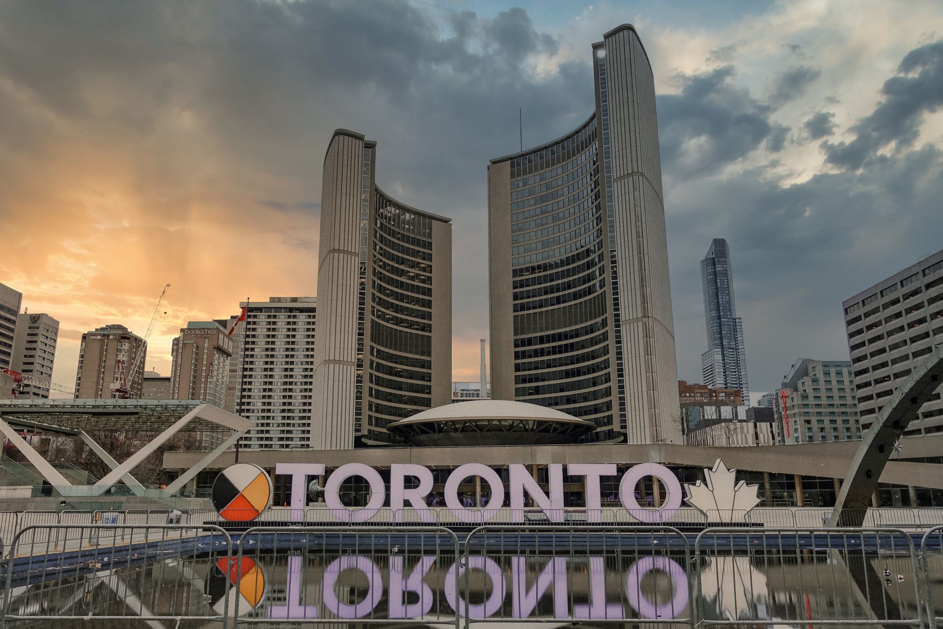 Toronto City Hall with a colorful
