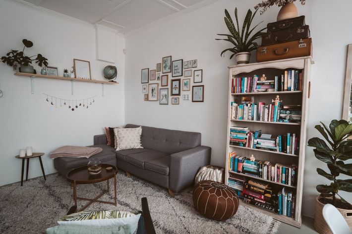 Living room interior with couch