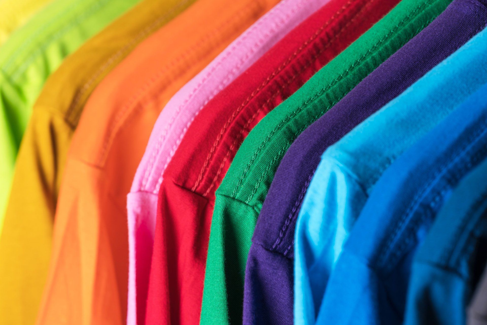 line of different colored t-shirts
