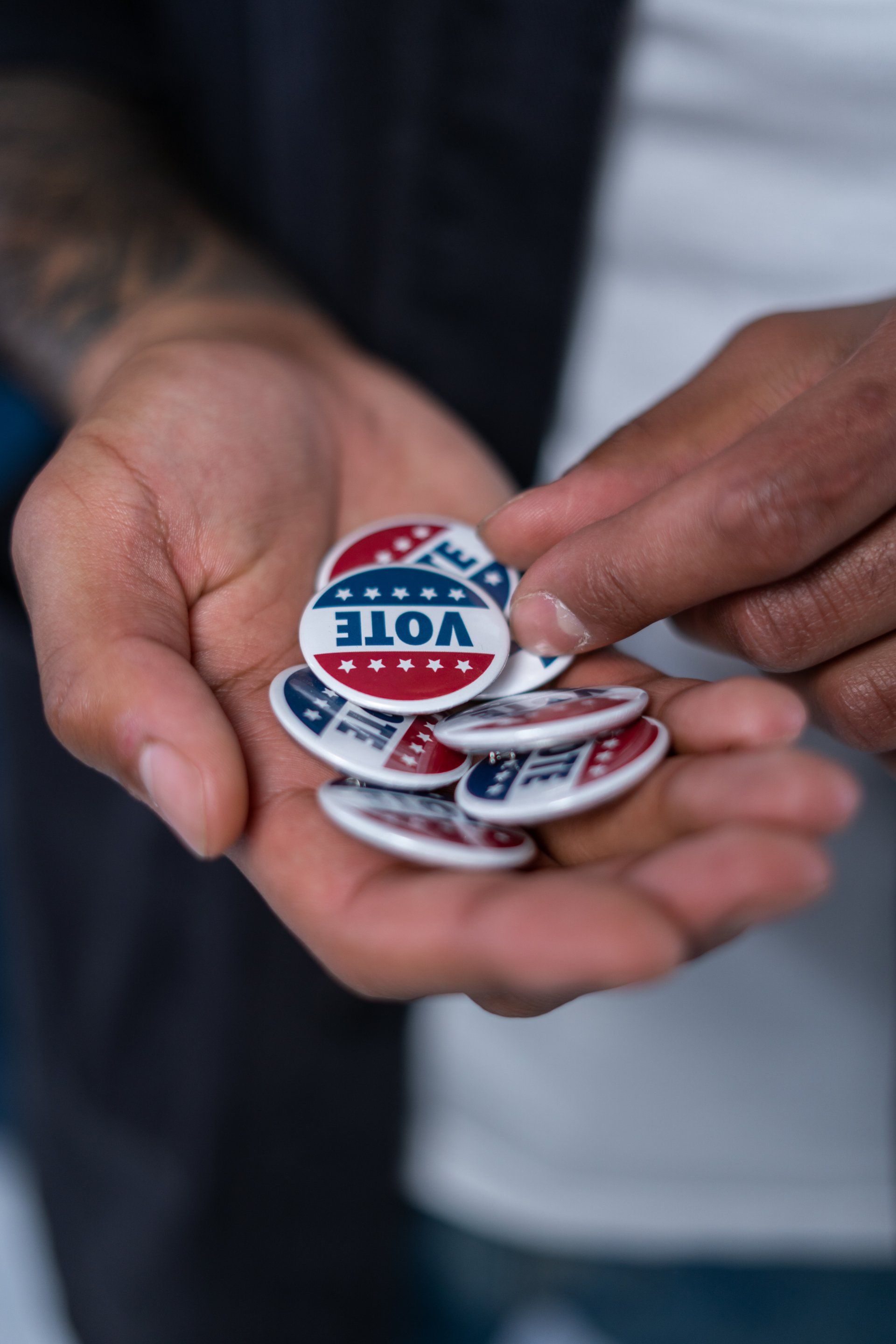 Vote buttons in a hand picture