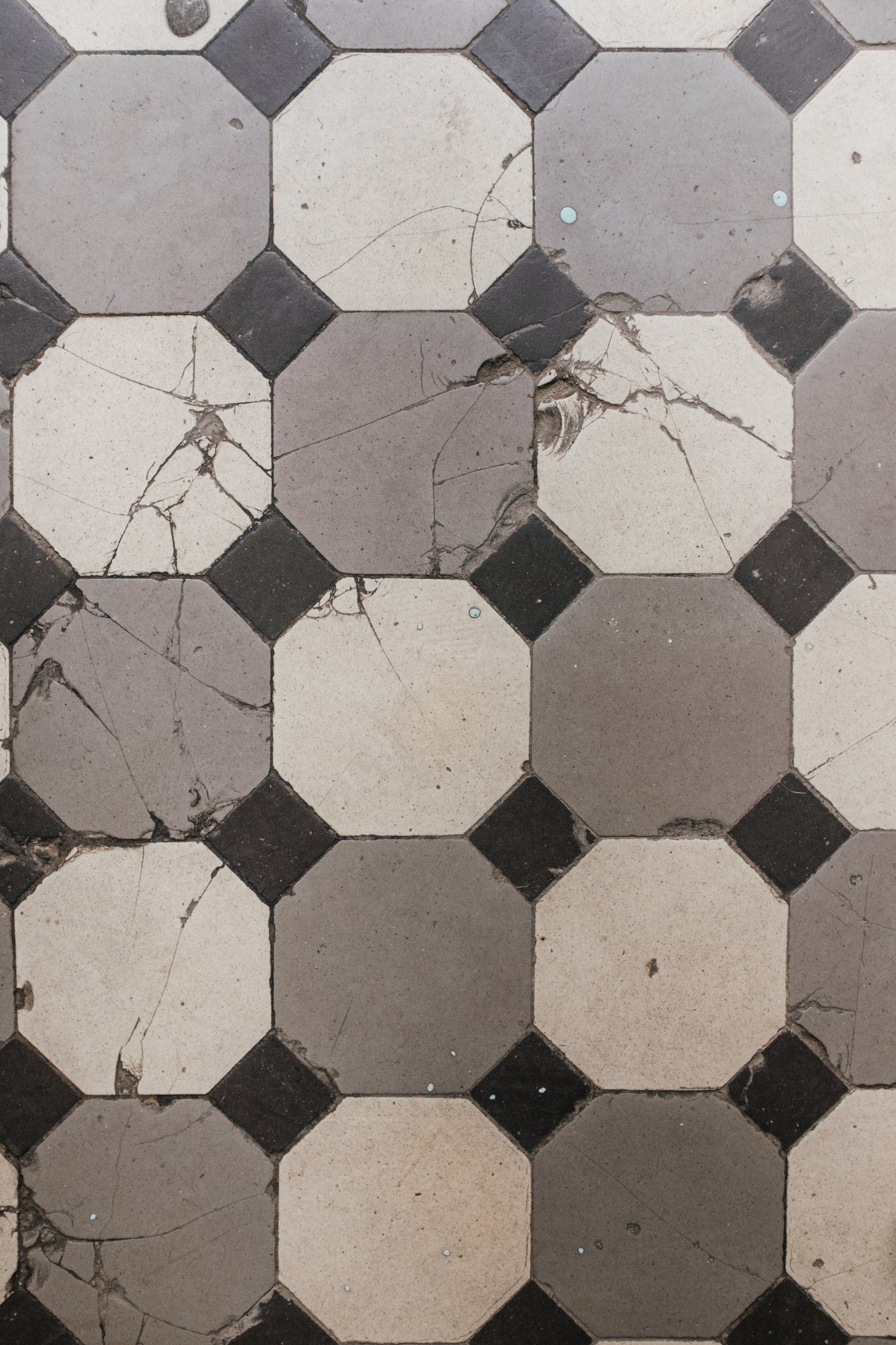 Broken tile floor