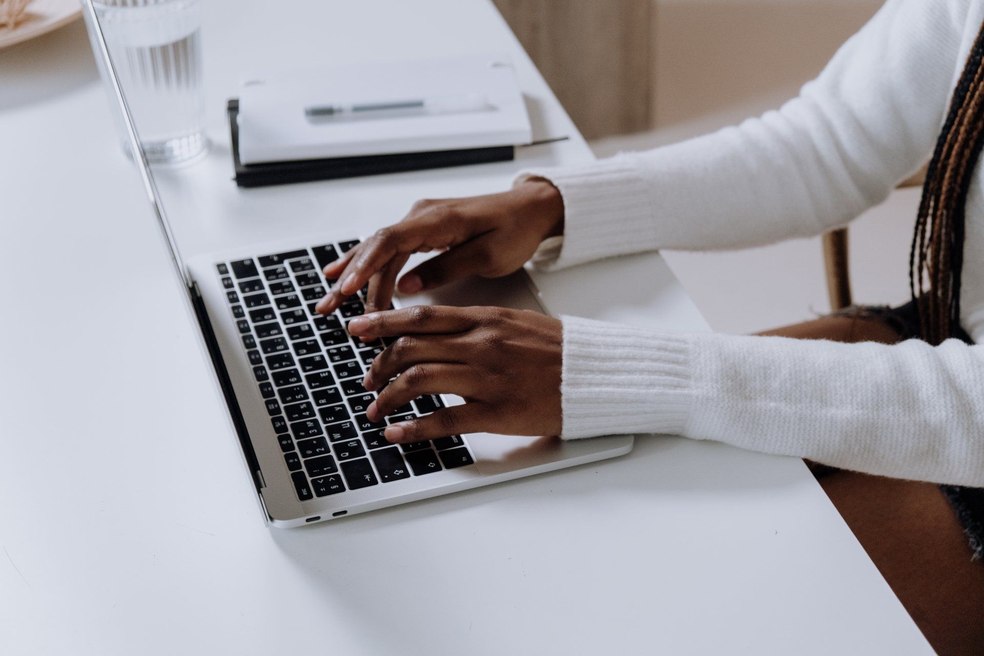 Woman working on a laptop