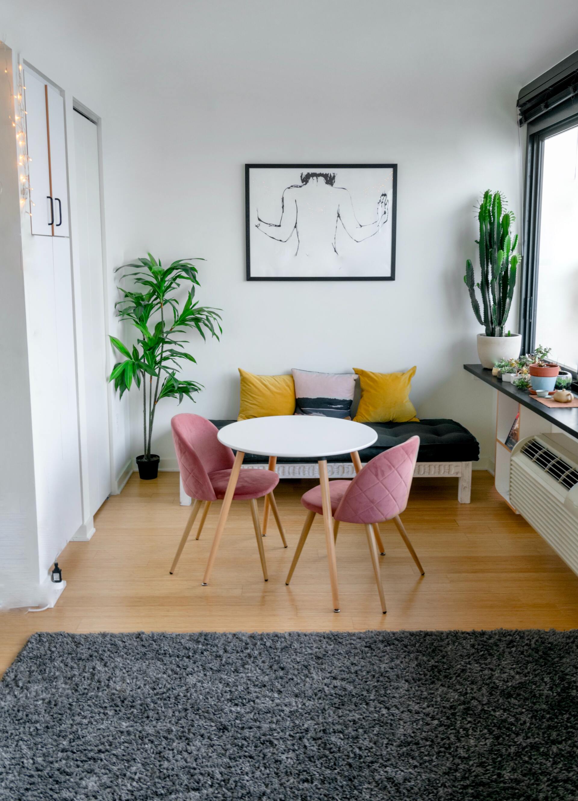 living room with white wall