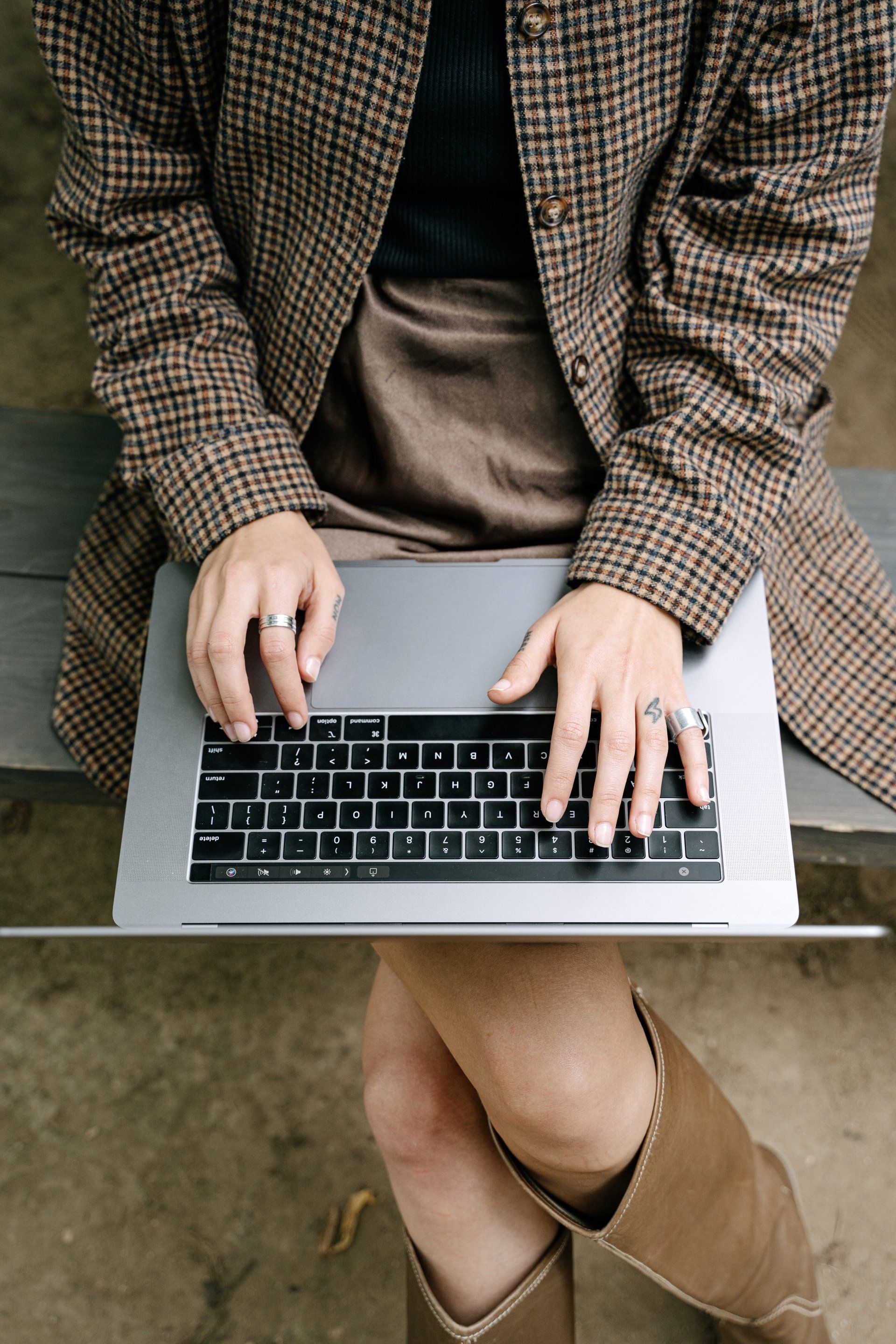 photo of person using laptop