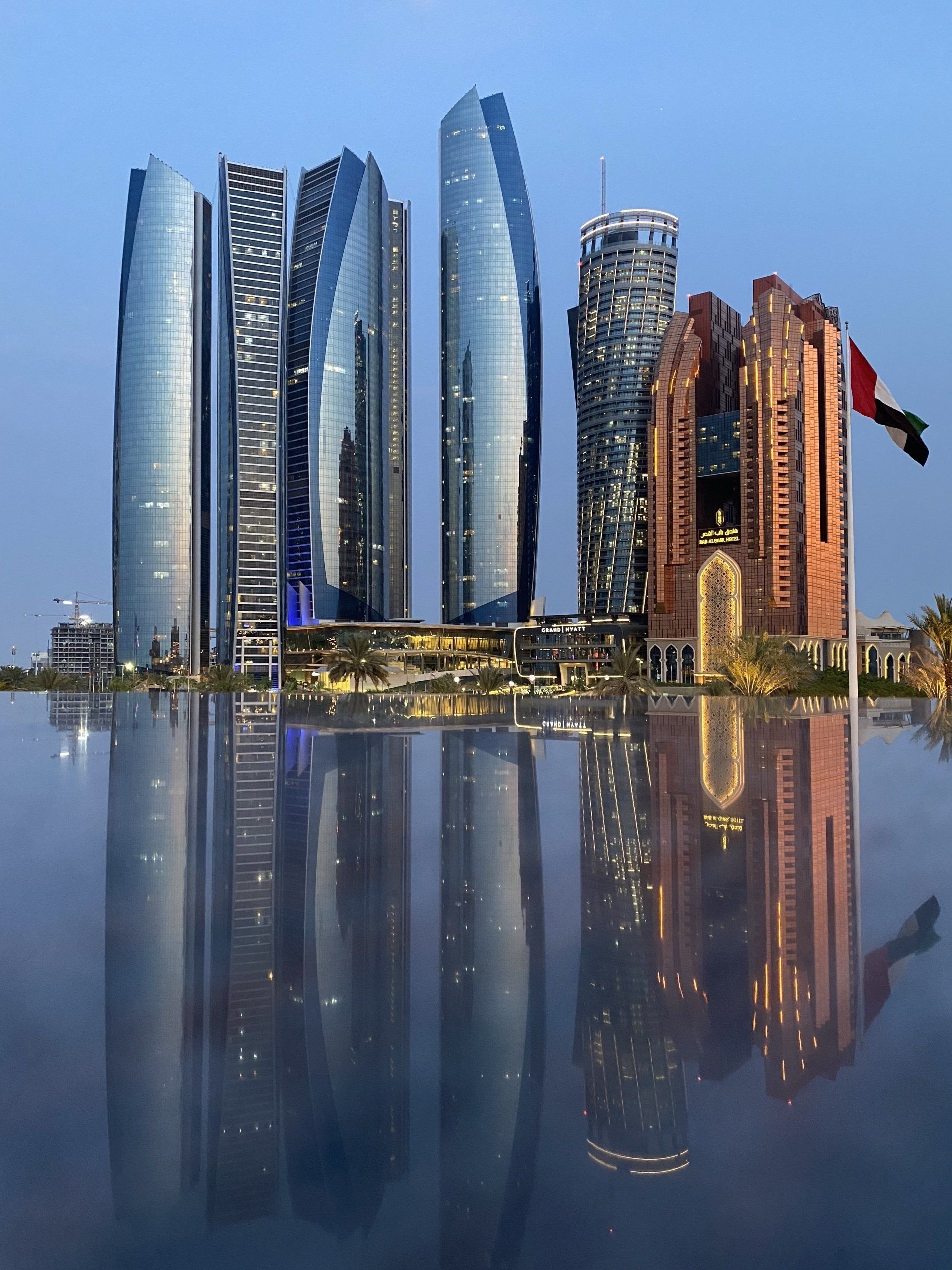 Etihad Towers, a building complex in Abu Dhabi, United Arab Emirates.