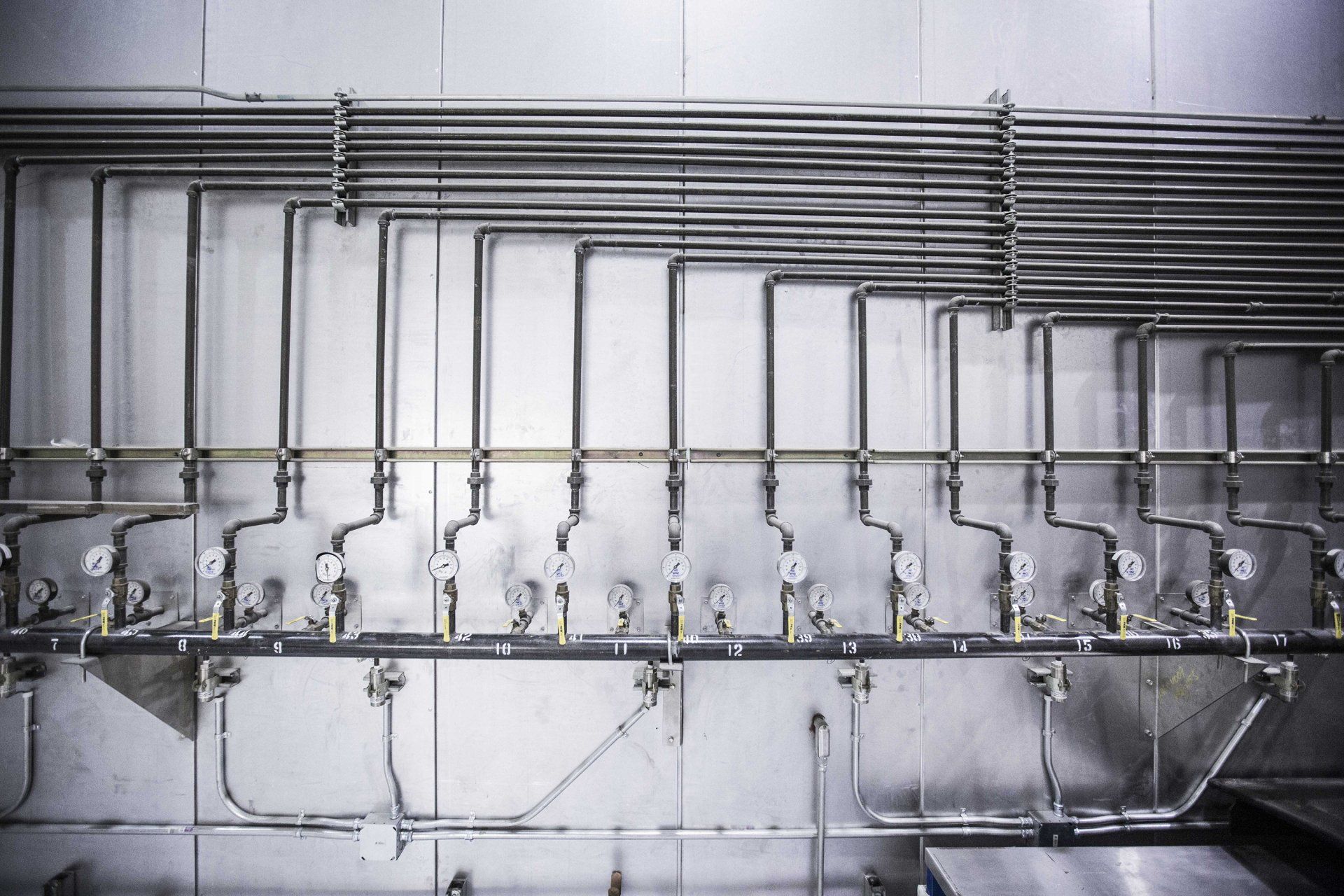 Water Line pressure regulators in a commercial building