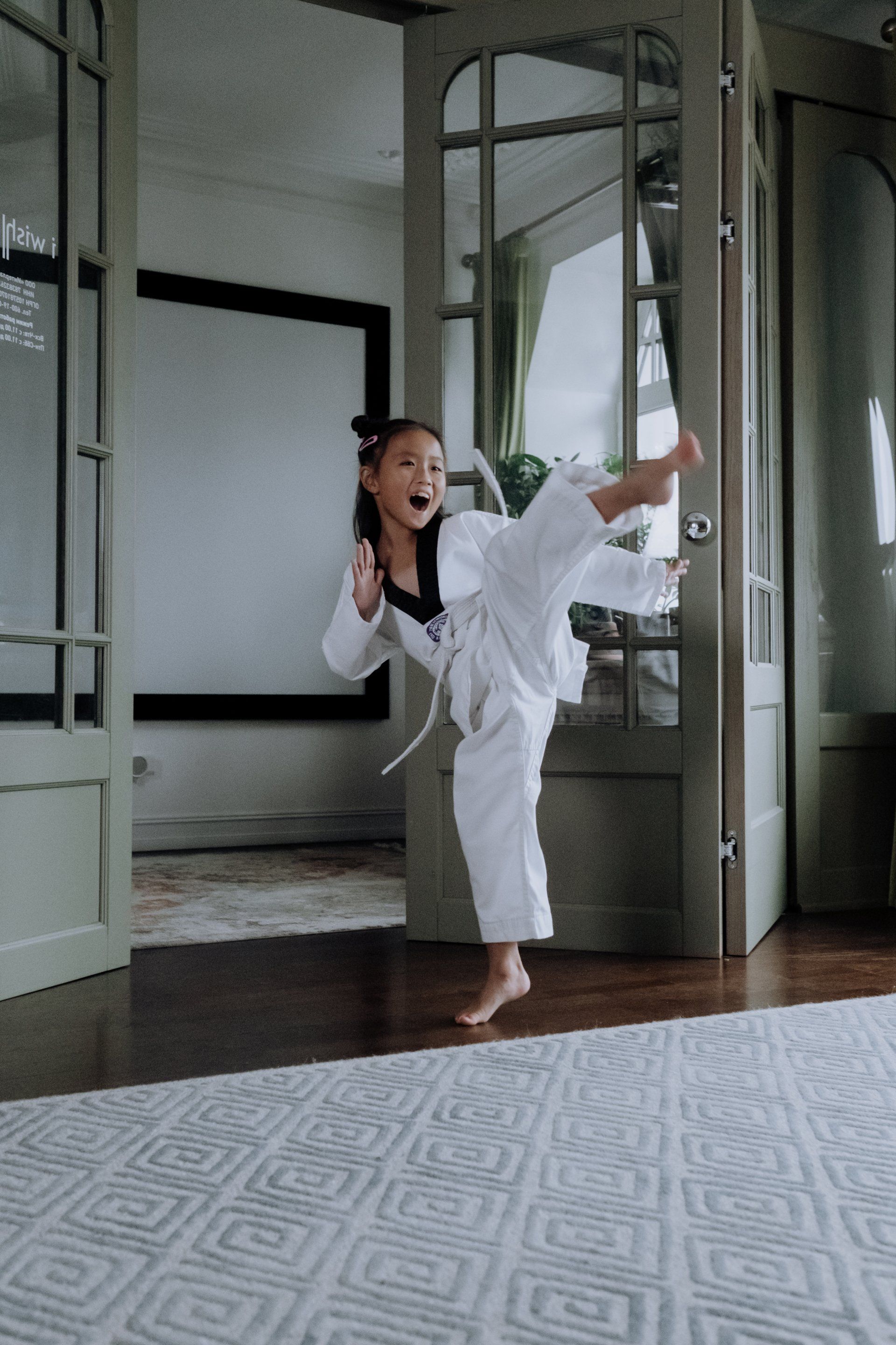 a girl kicking.