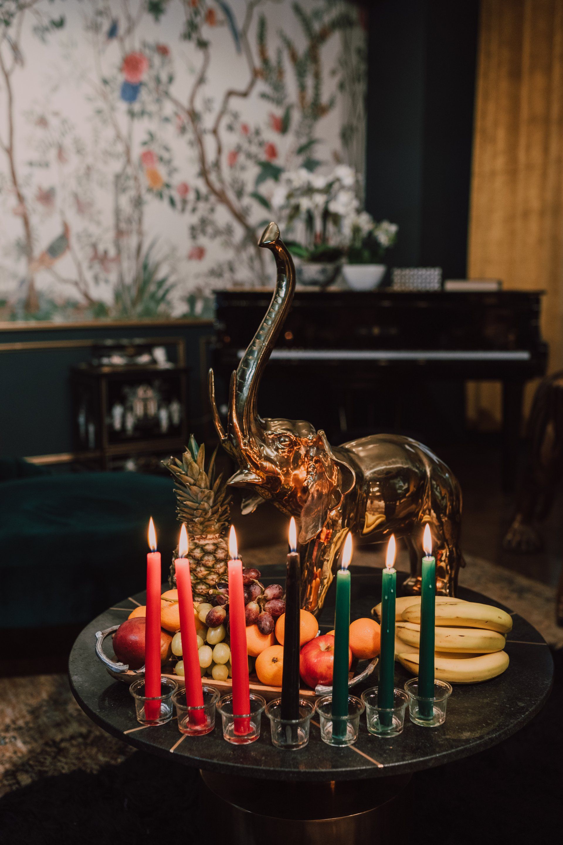 Kwanzaa candles and first fruits