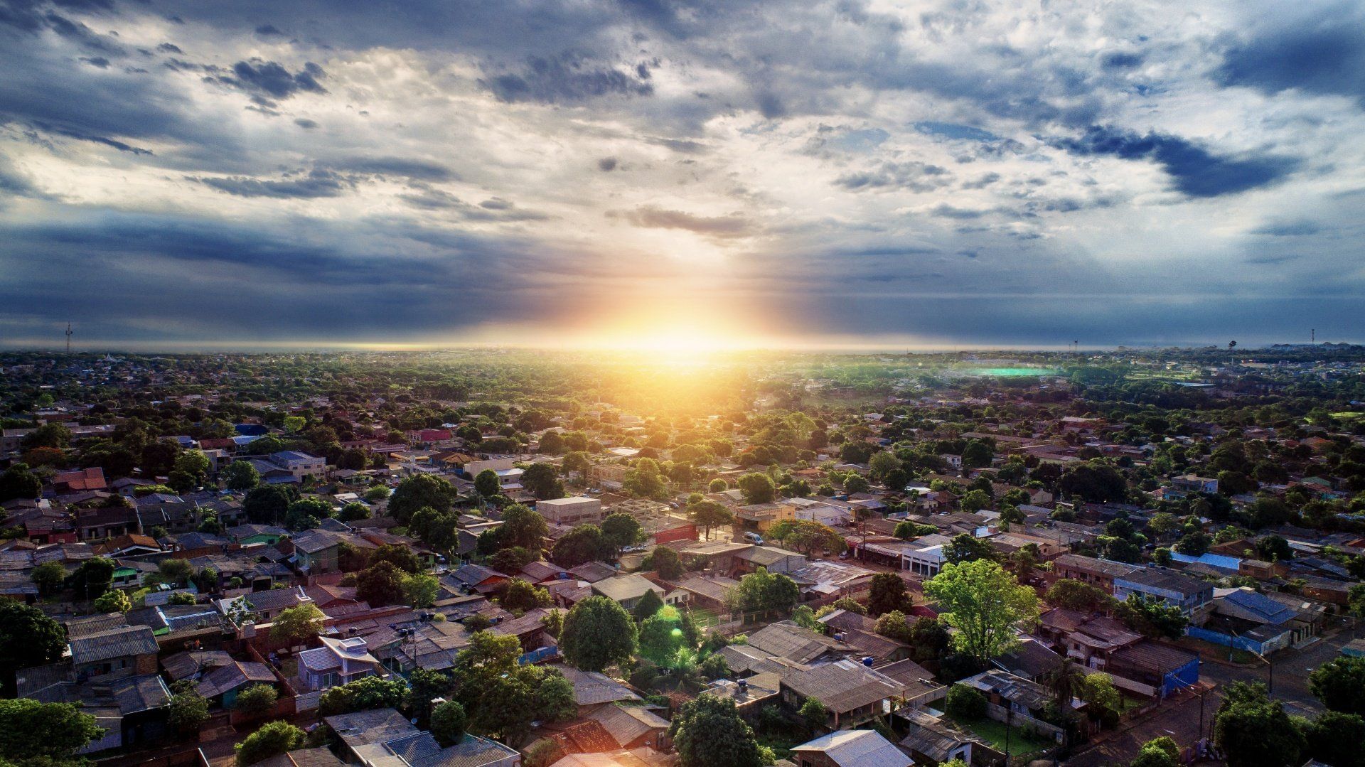 Drone shot of neighborhood