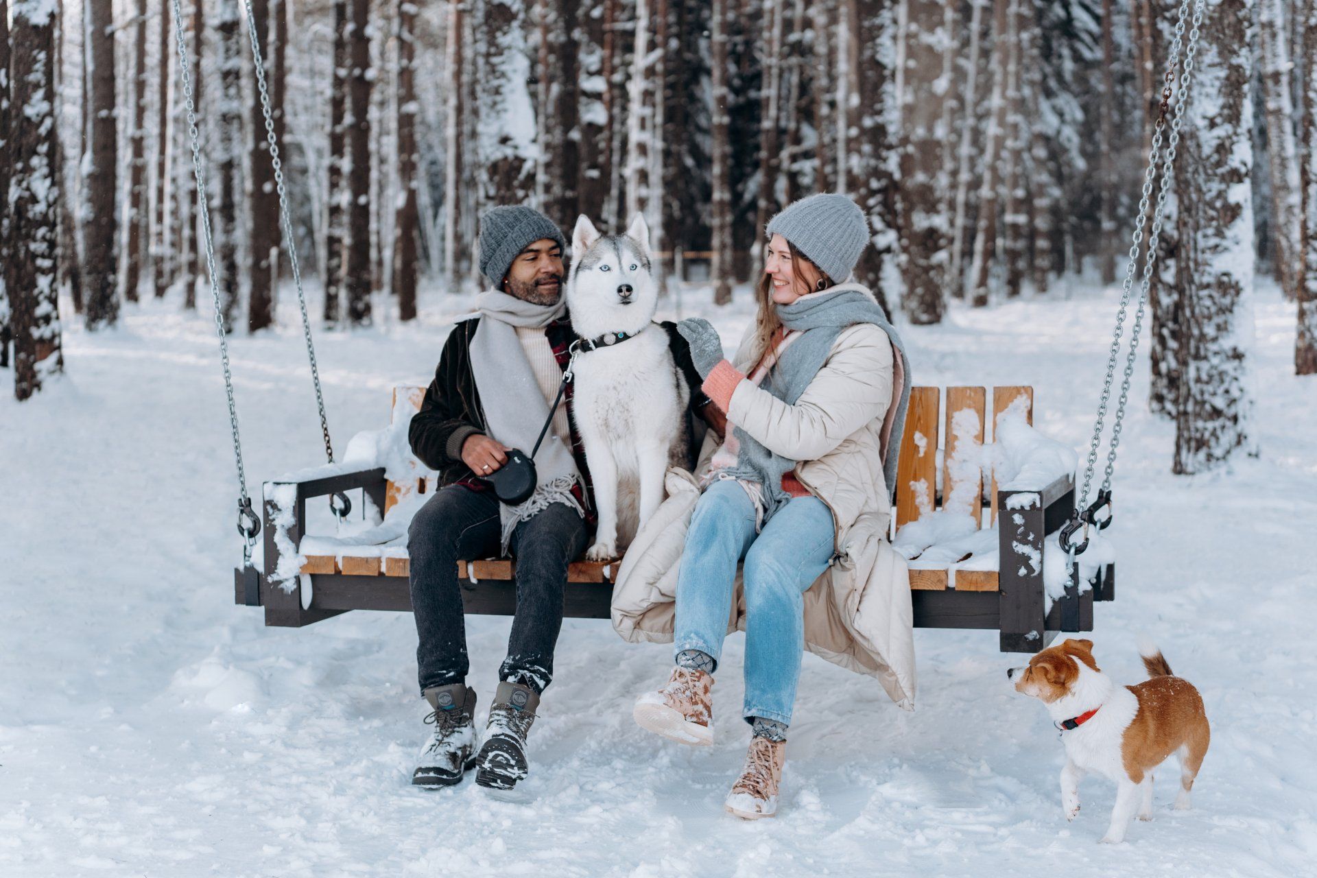 Couple with Their Dogs Couple with Their Dogs