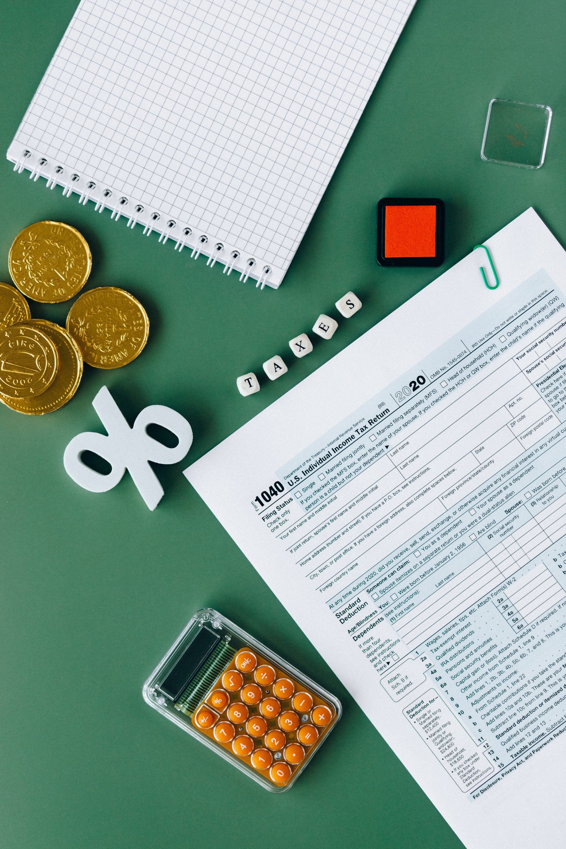 Image of 1040 file and taxes calculation at Planning and Taxes