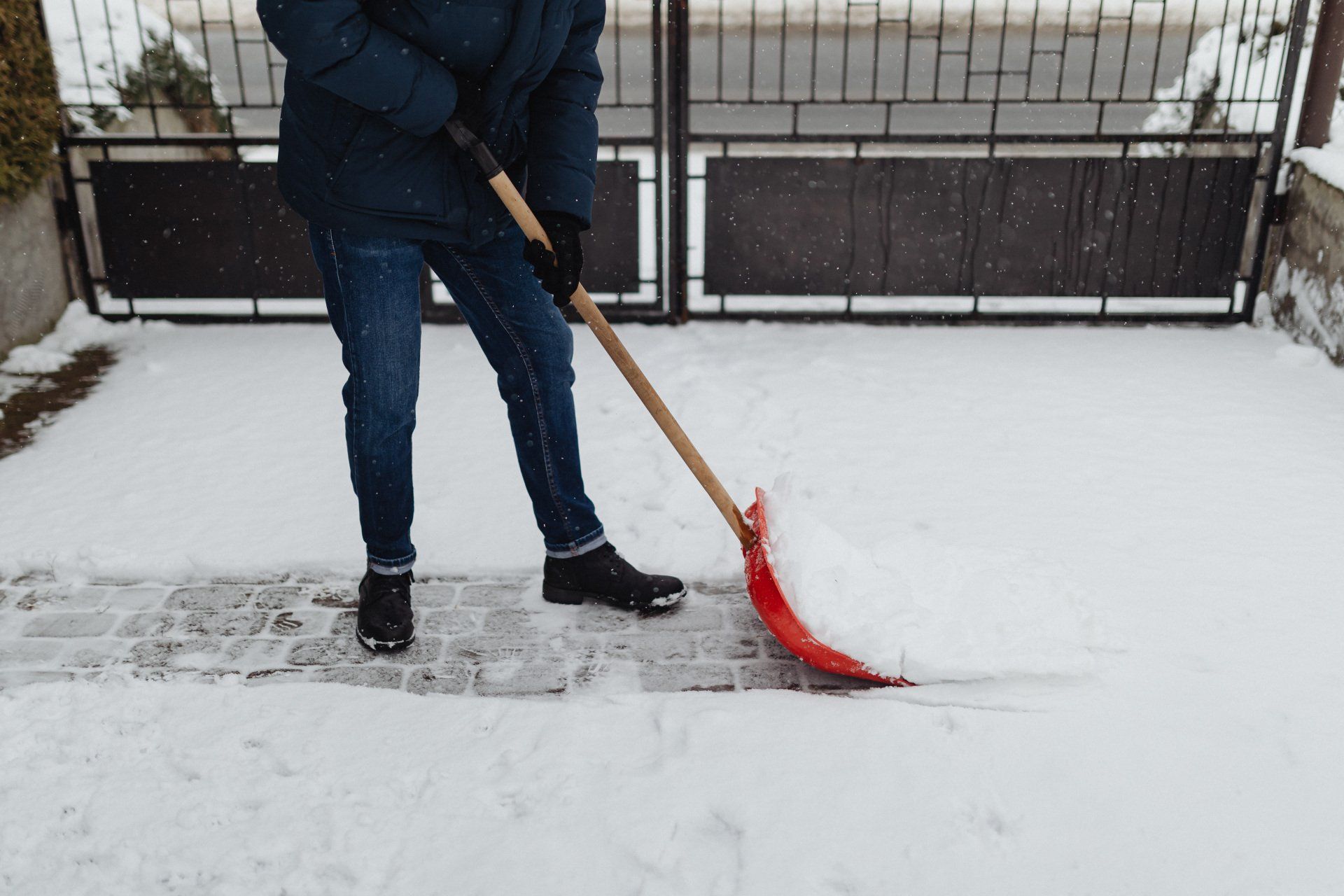a person shoveling snow