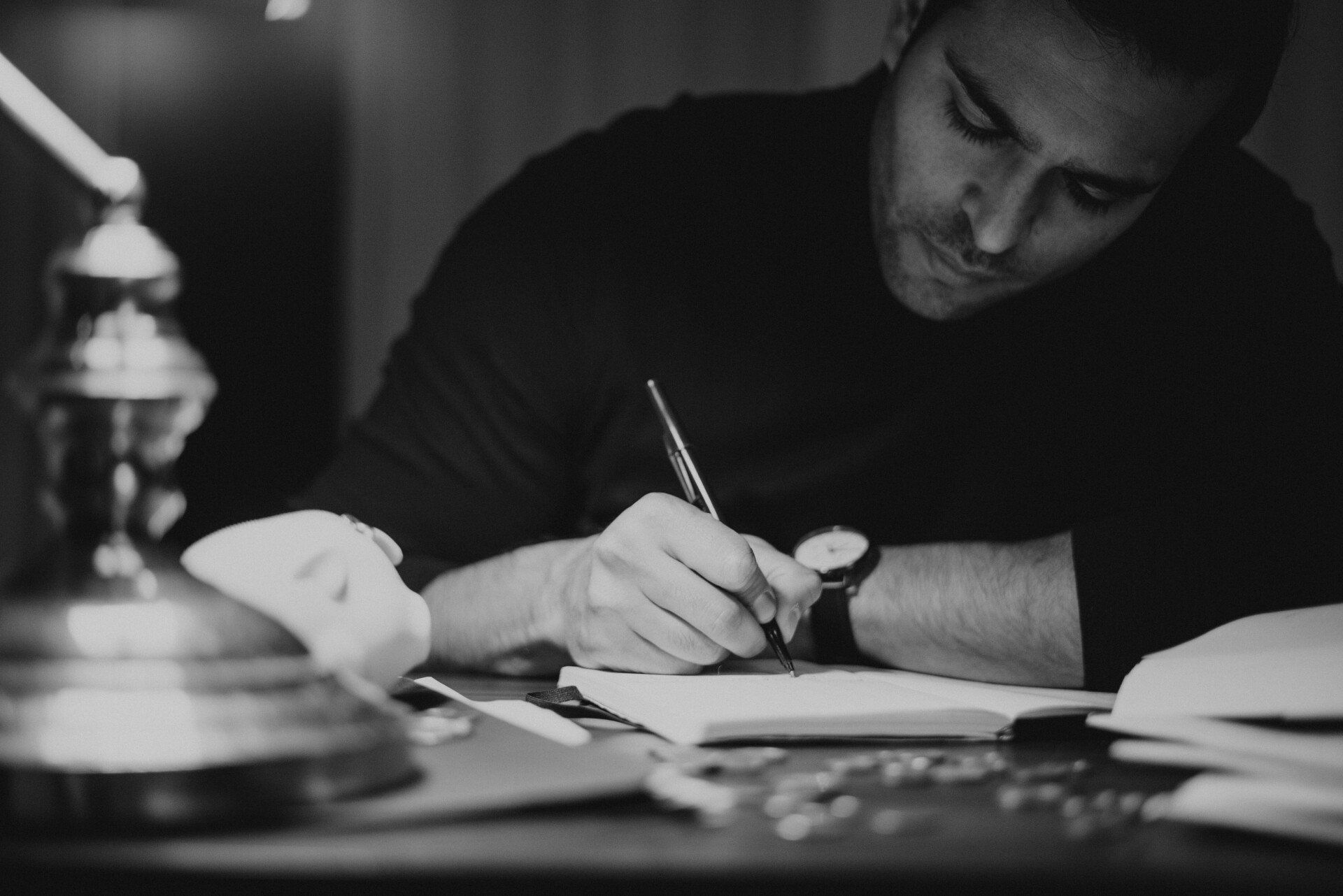 writer or author working at his desk