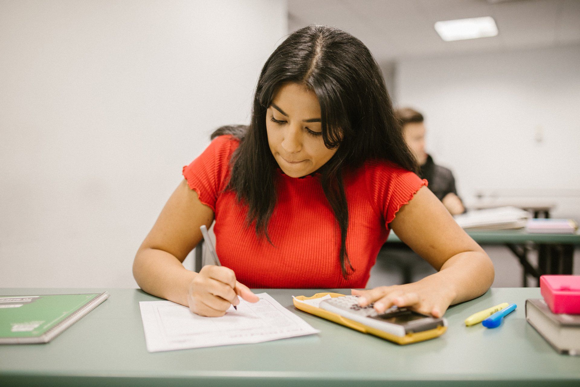 Grade 12 student writing exam