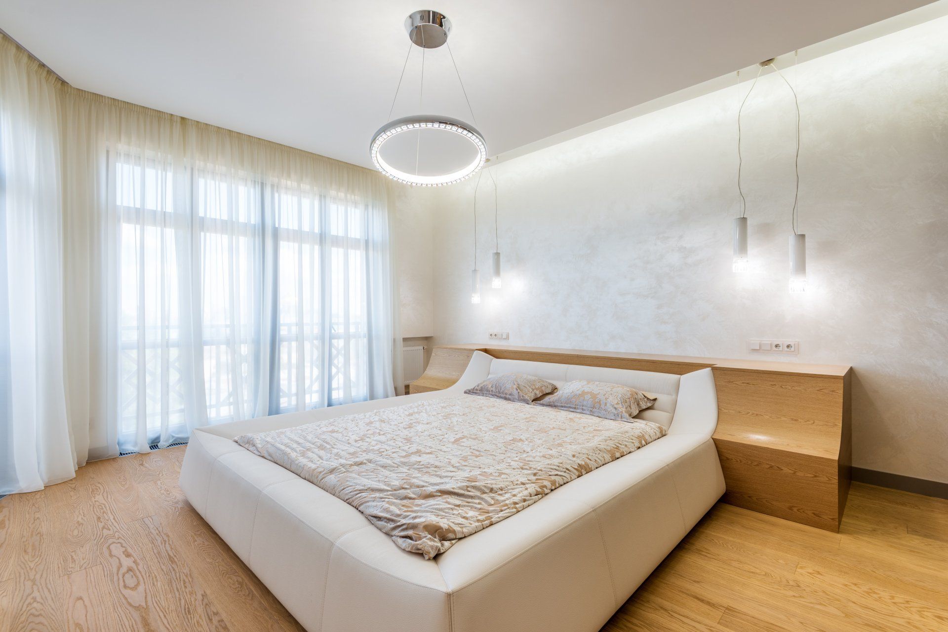 LED lights hanging in a bedroom