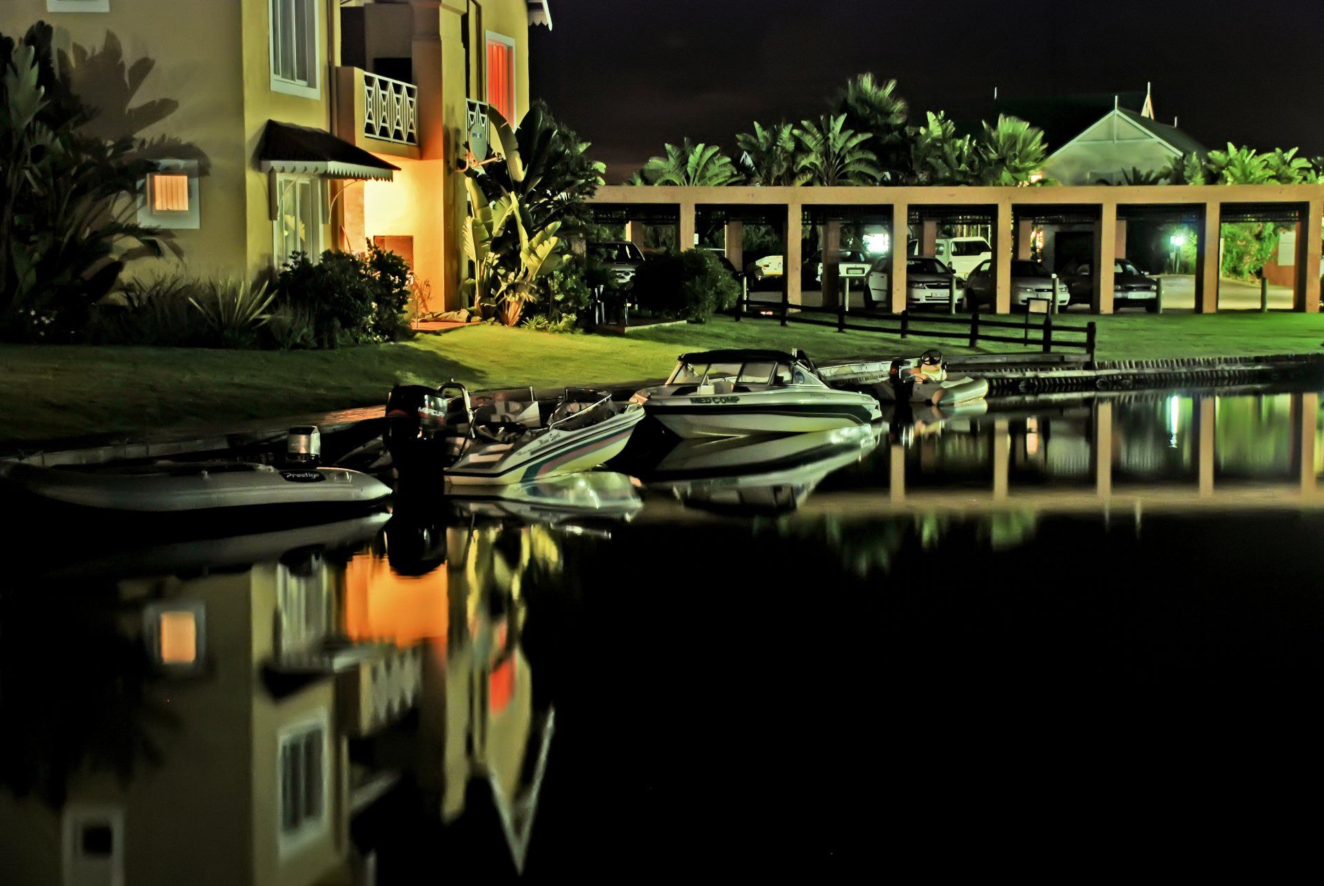 lighted front yard